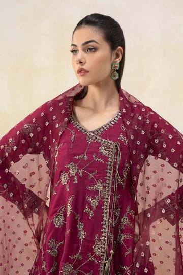 Maria B | Luxury Pret 25 | DW-EF25-78 Magenta by Maria Faisal - Registered Vendor of : Maria B - type : Ladies Clothes - 100% original wedding dresses