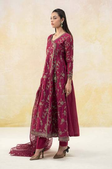 Maria B | Luxury Pret 25 | DW-EF25-78 Magenta by Maria Faisal - Registered Vendor of : Maria B - type : Ladies Clothes - 100% original wedding dresses