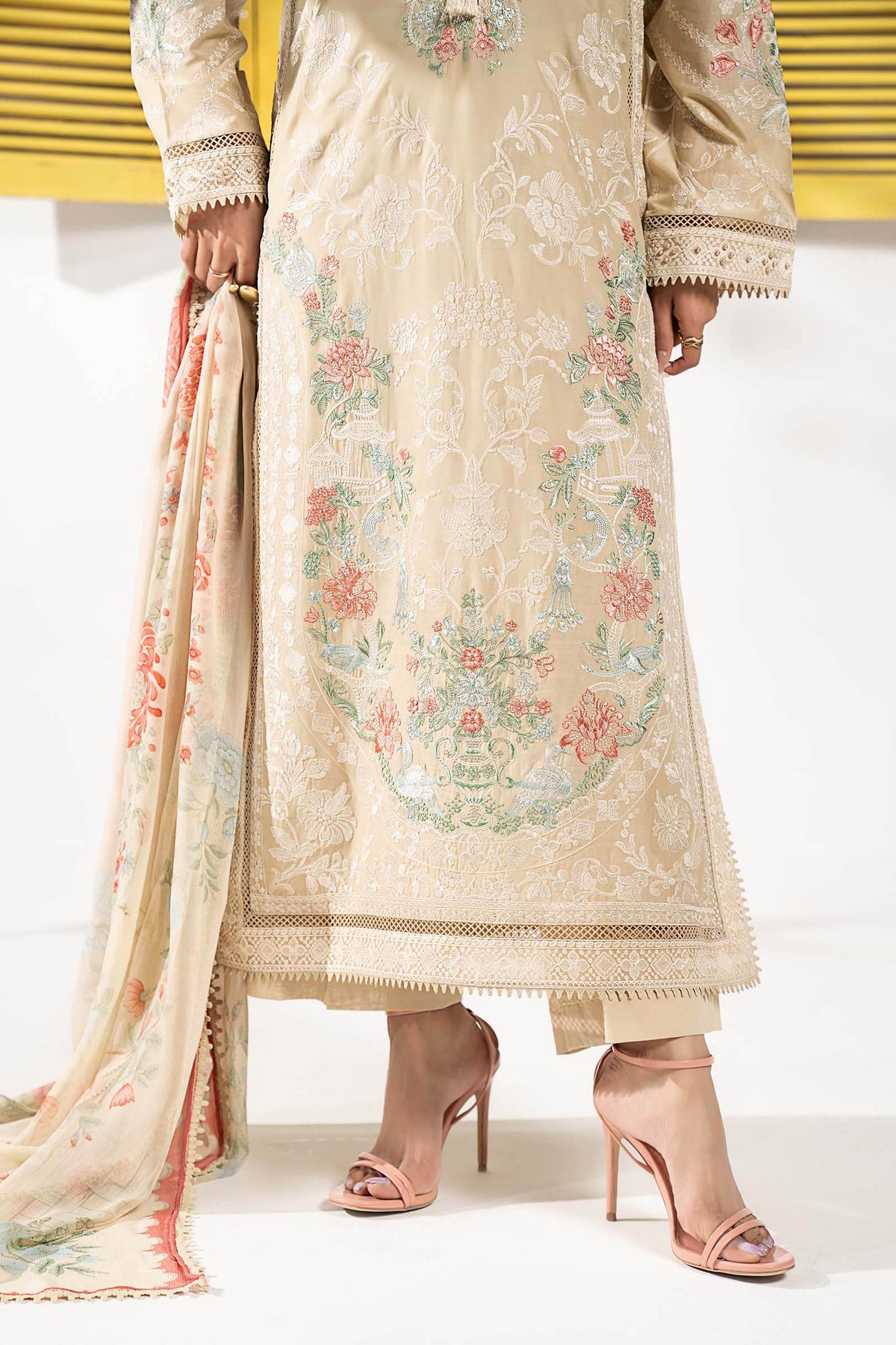 Maria B | Eid Collection 2026 | Dw-Ef26-180 Coffee - Luxury Dress - available at Maria Faisal in UK and USA.