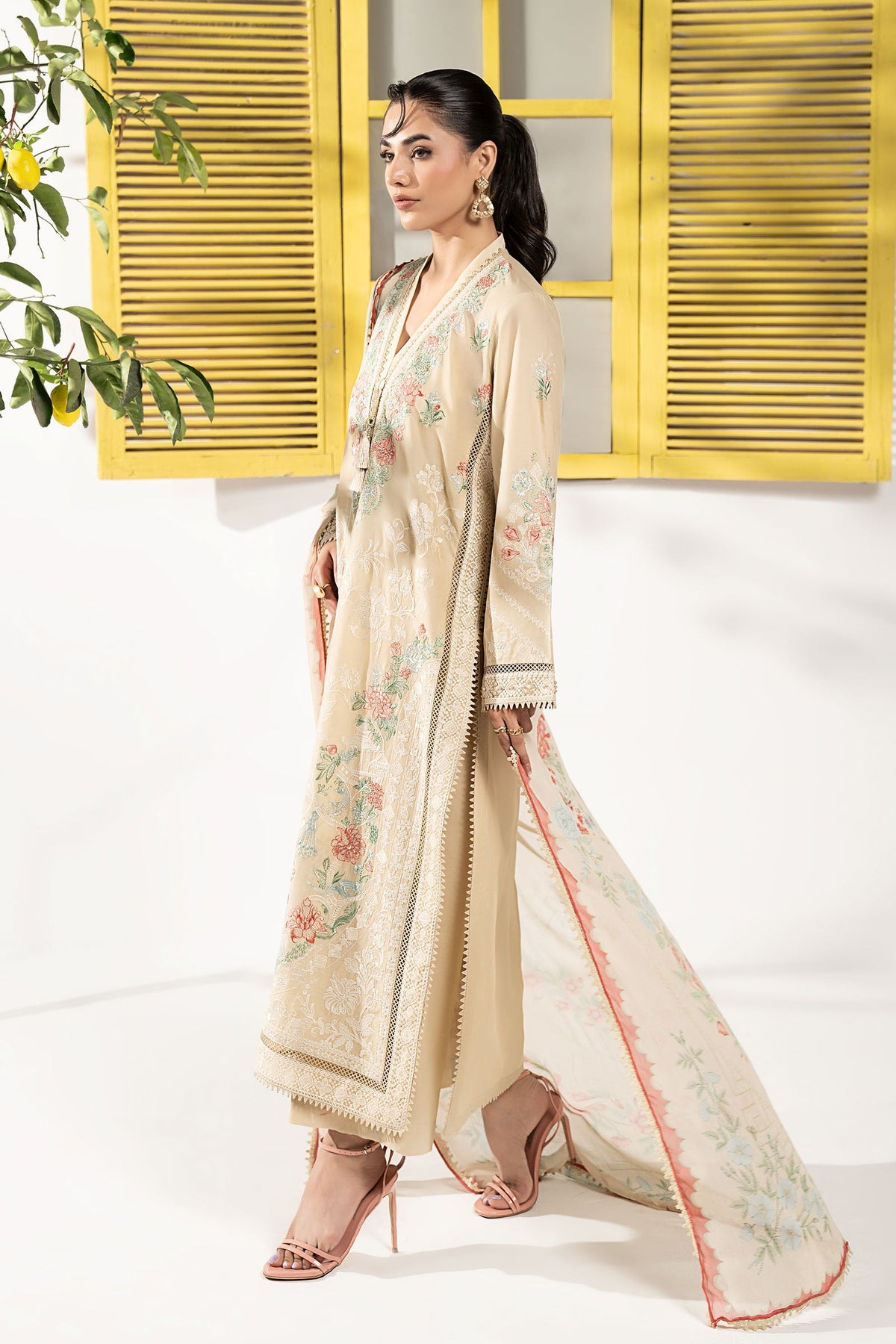 Maria B | Eid Collection 2026 | Dw-Ef26-180 Coffee - Luxury Dress - available at Maria Faisal in UK and USA.