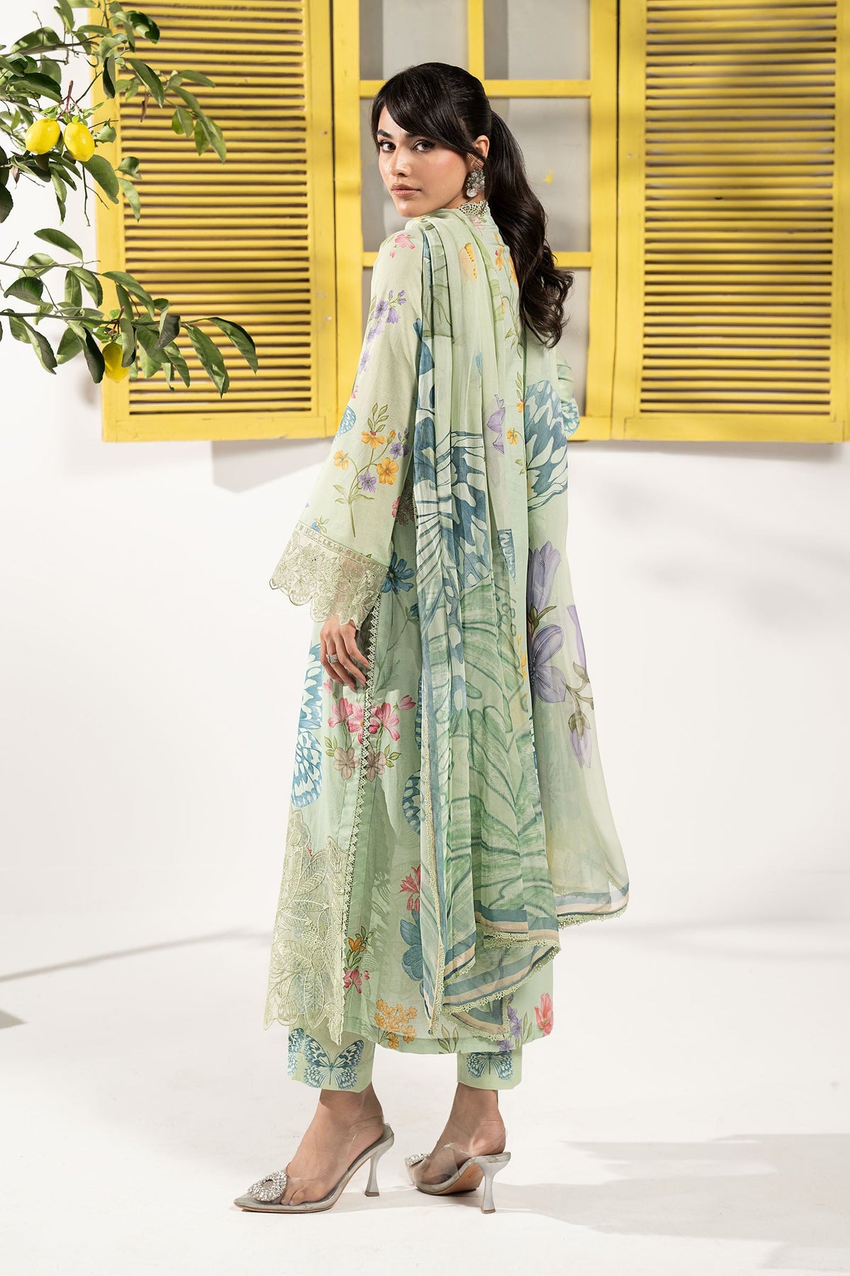 Maria B | Eid Collection 2026 | Dw-Ef26-31-Lime Green - Luxury Dress - available at Maria Faisal in UK and USA.
