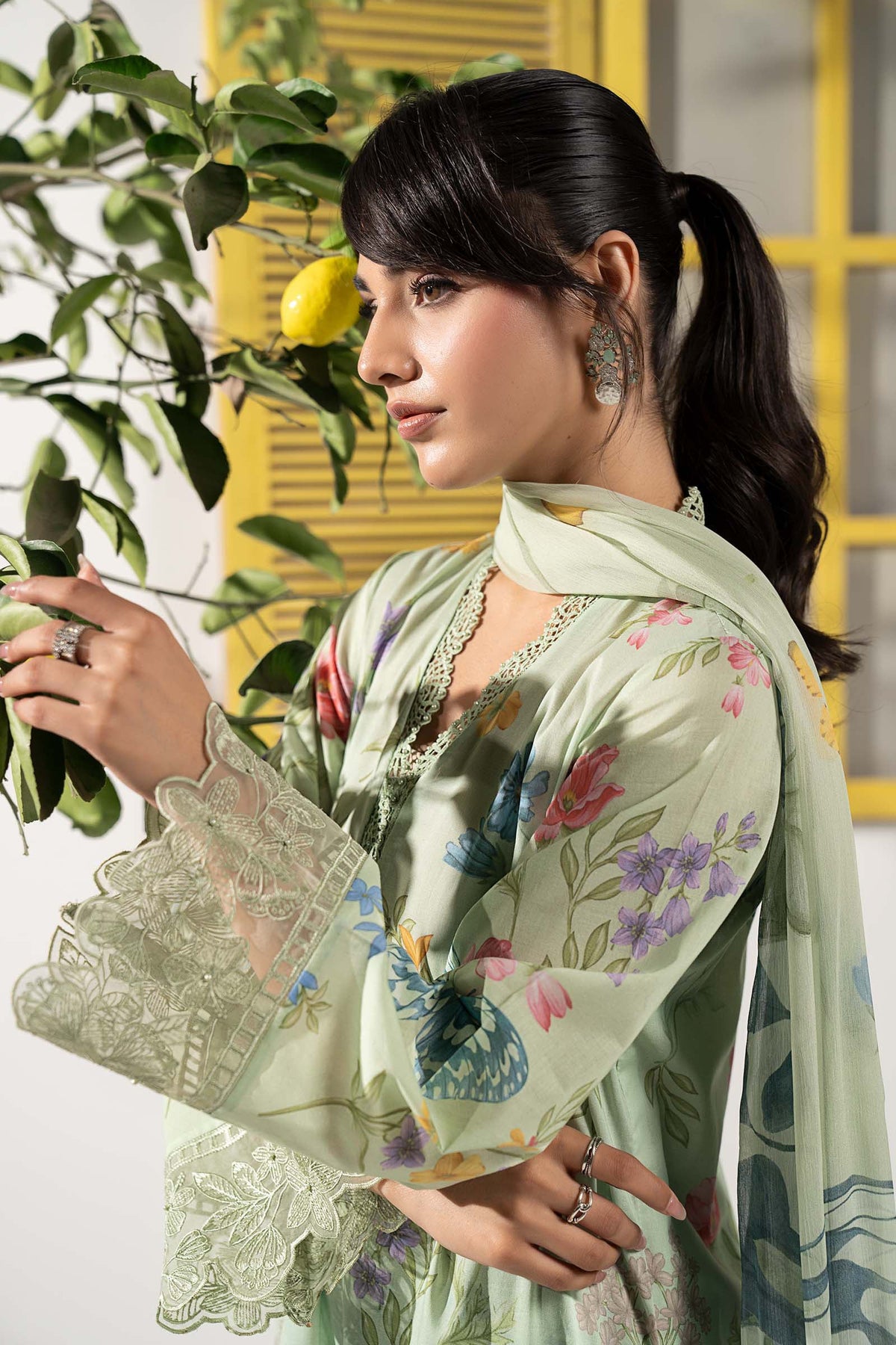 Maria B | Eid Collection 2026 | Dw-Ef26-31-Lime Green - Luxury Dress - available at Maria Faisal in UK and USA.