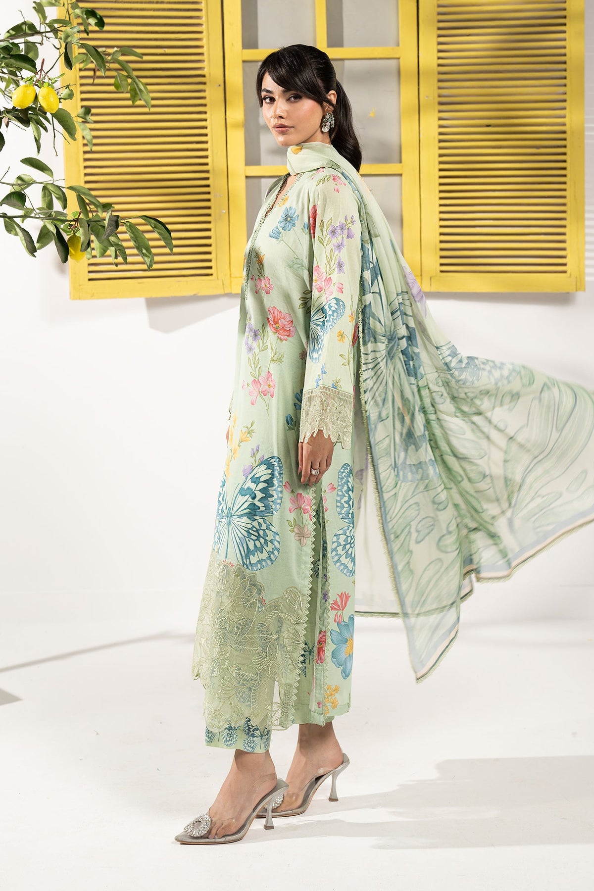 Maria B | Eid Collection 2026 | Dw-Ef26-31-Lime Green - Luxury Dress - available at Maria Faisal in UK and USA.