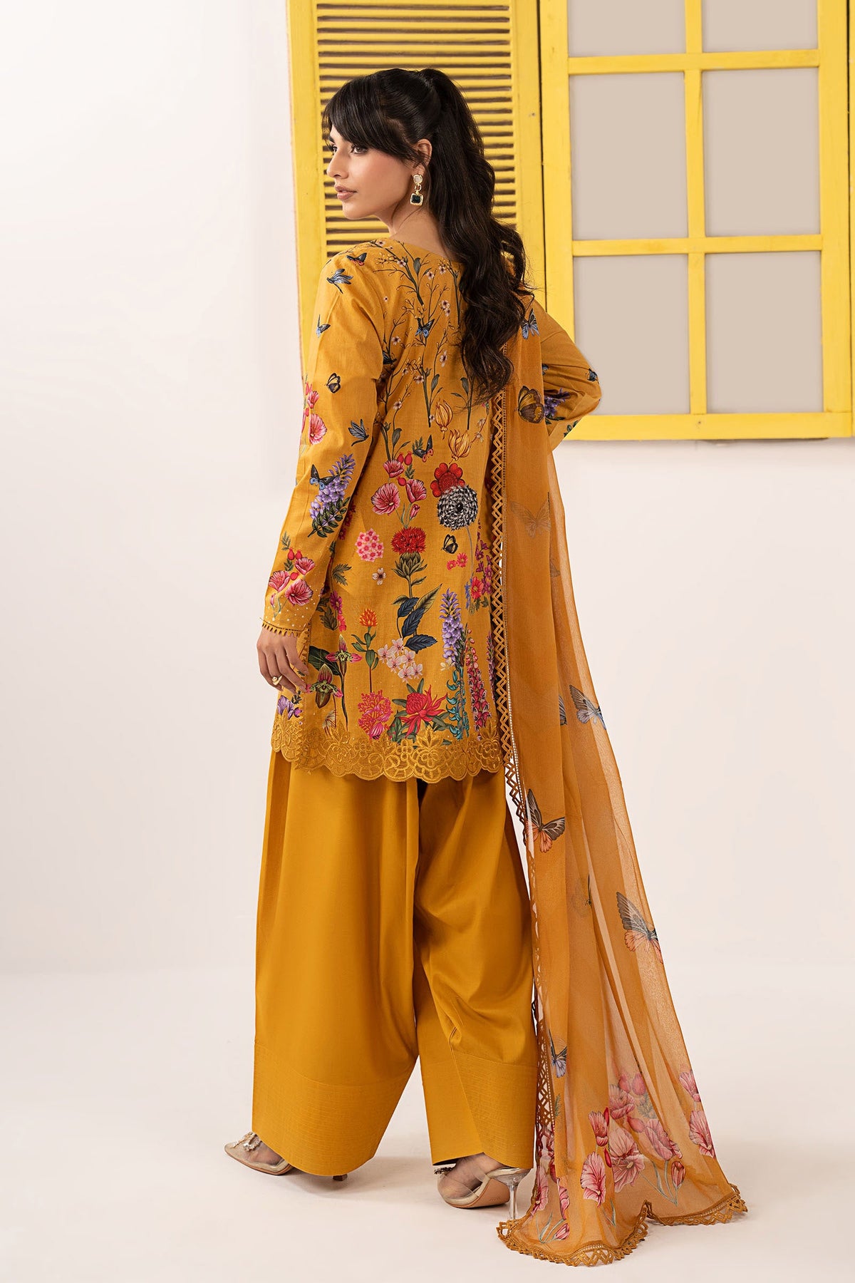 Maria B | Eid Collection 2026 | Dw-Ef26-54 Yellow - Luxury Dress - available at Maria Faisal in UK and USA.