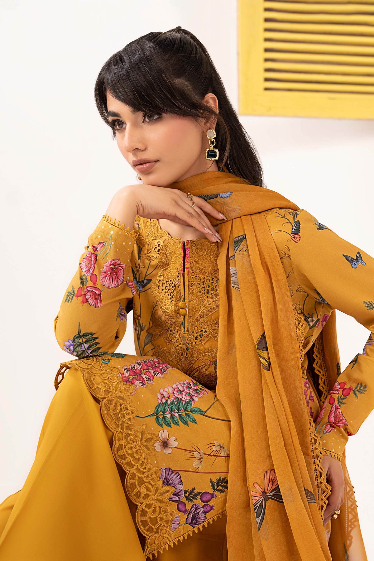 Maria B | Eid Collection 2026 | Dw-Ef26-54 Yellow - Luxury Dress - available at Maria Faisal in UK and USA.