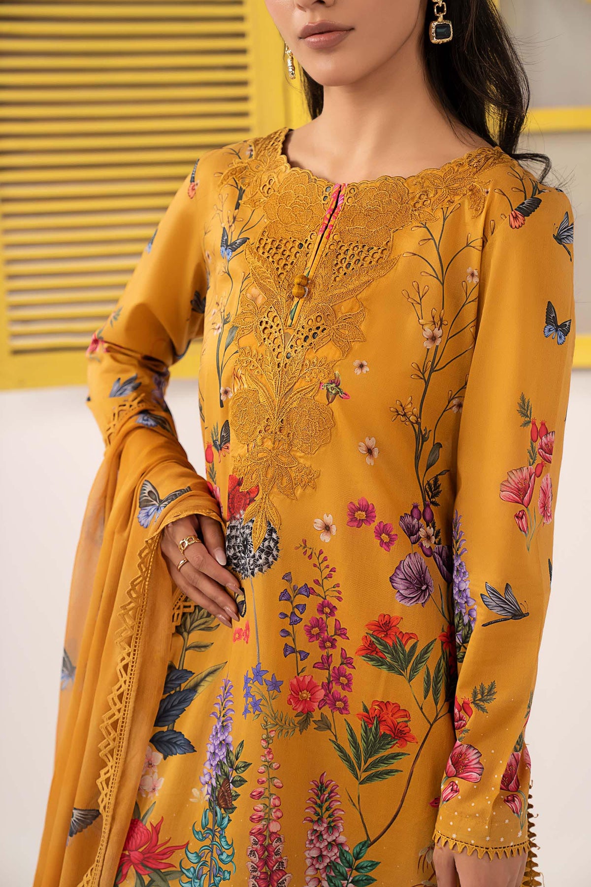 Maria B | Eid Collection 2026 | Dw-Ef26-54 Yellow - Luxury Dress - available at Maria Faisal in UK and USA.