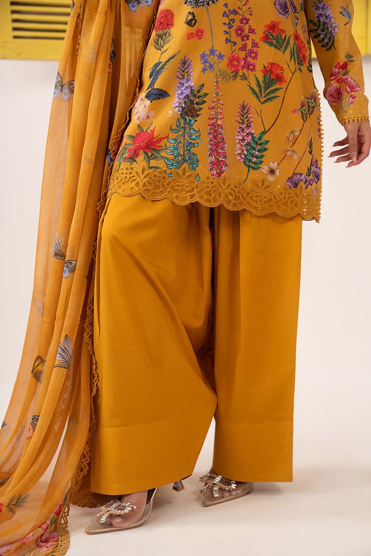 Maria B | Eid Collection 2026 | Dw-Ef26-54 Yellow - Luxury Dress - available at Maria Faisal in UK and USA.
