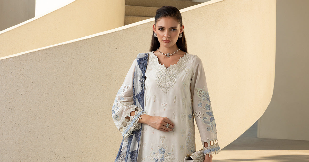 Maria B | Eid Collection 2026 | Dw-Ef26-62-Off White - Luxury Dress - available at Maria Faisal in UK and USA.