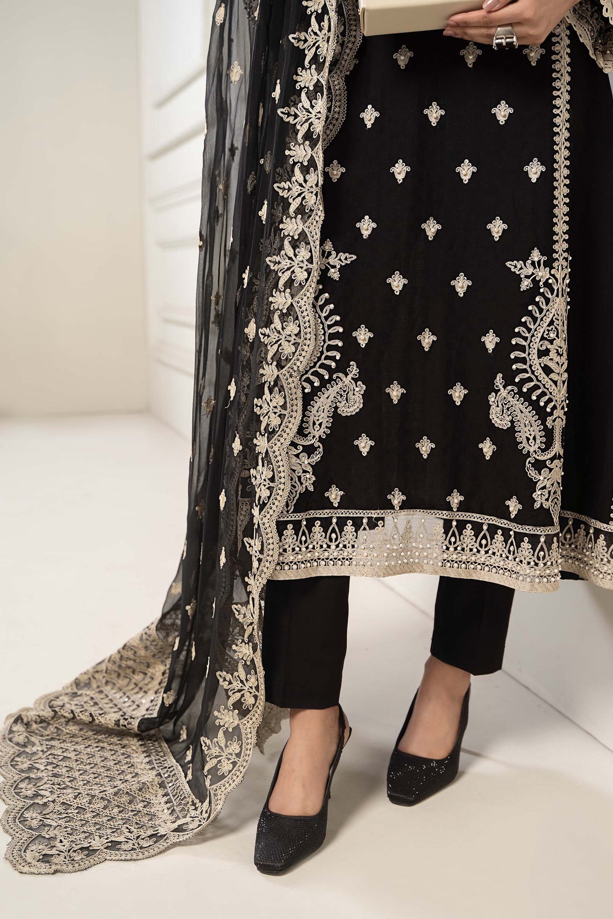 Maria B | Eid Collection 2026 | Dw-Ef24-117R1 Black - Luxury Dress - available at Maria Faisal in UK and USA.