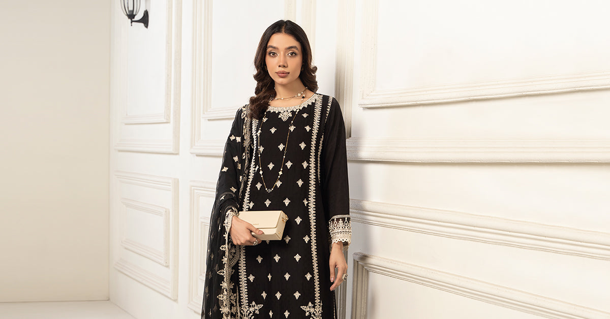 Maria B | Eid Collection 2026 | Dw-Ef24-117R1 Black - Luxury Dress - available at Maria Faisal in UK and USA.