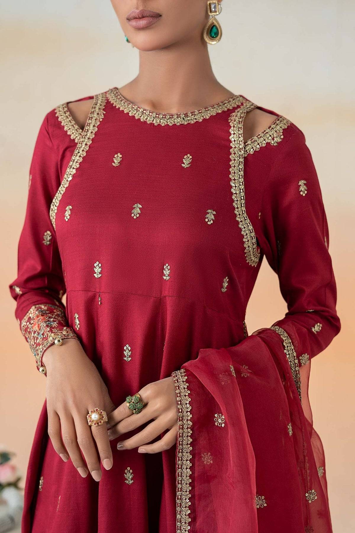 Maria B | Formal Wears | DW-EF25-19 Red by Maria Faisal - Registered Vendor of : Maria B - type : Ladies Clothes - 100% original wedding dresses