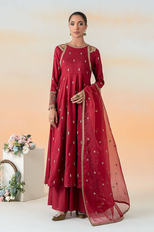 Maria B | Formal Wears | DW-EF25-19 Red by Maria Faisal - Registered Vendor of : Maria B - type : Ladies Clothes - 100% original wedding dresses