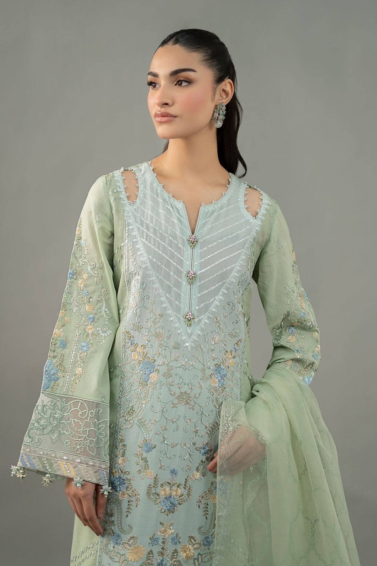 Maria B | Formal Wears | DW-EF25-69 Green by Maria Faisal - Registered Vendor of : Maria B - type : Ladies Clothes - 100% original wedding dresses