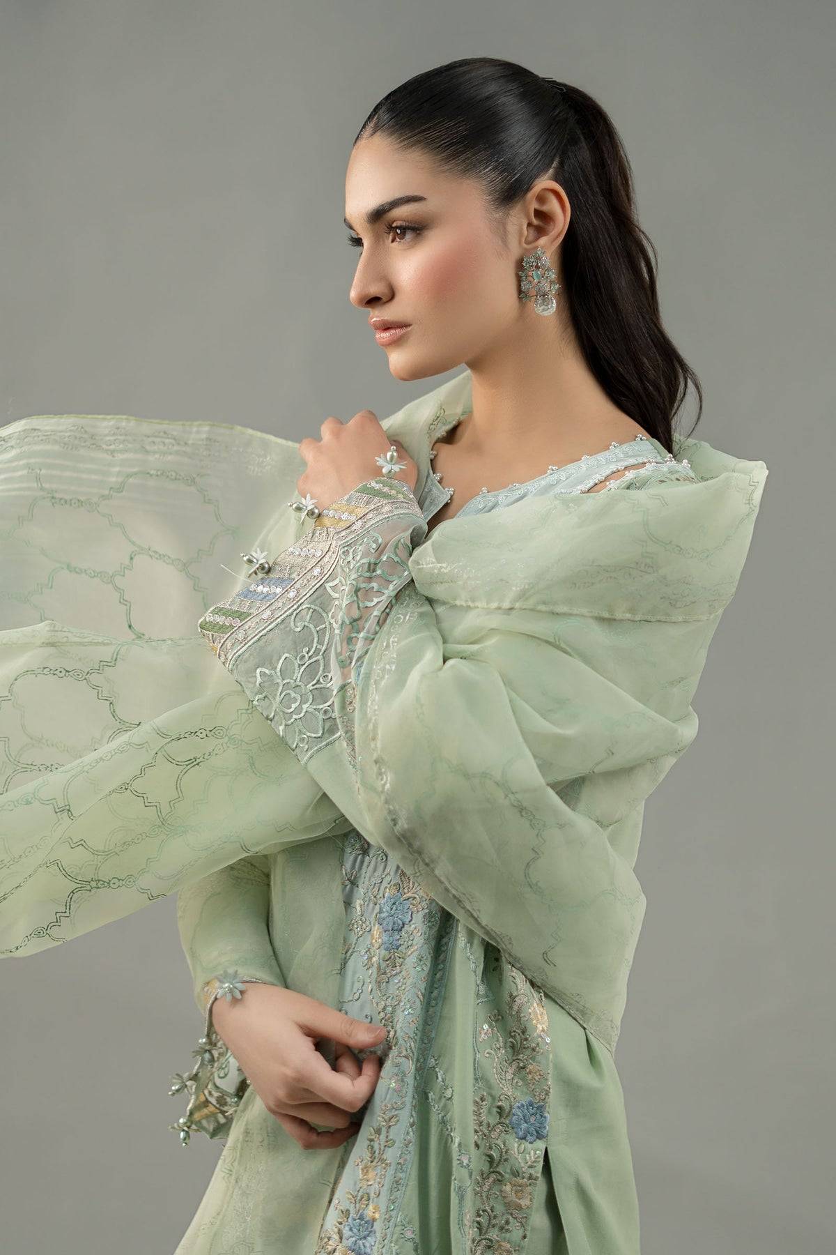 Maria B | Formal Wears | DW-EF25-69 Green by Maria Faisal - Registered Vendor of : Maria B - type : Ladies Clothes - 100% original wedding dresses