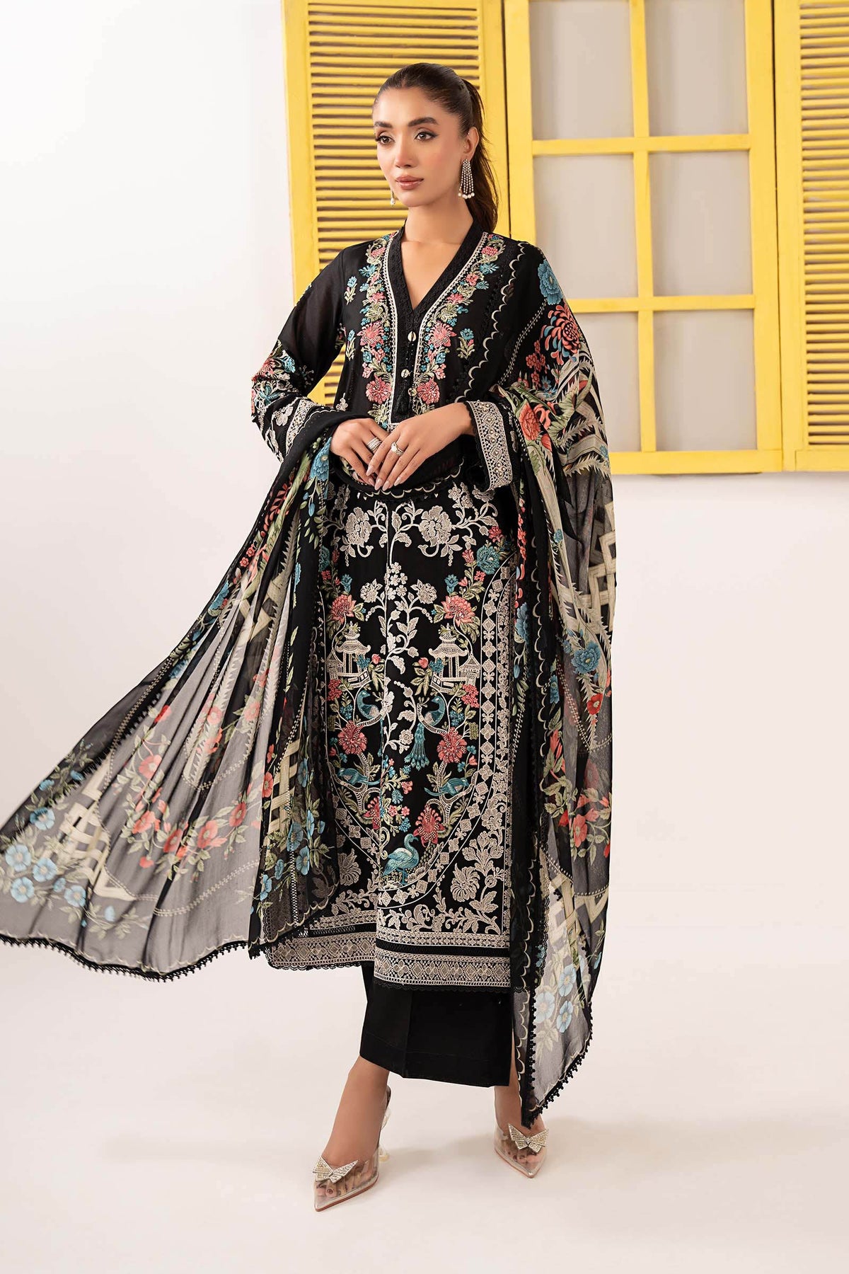 Maria B | Eid Collection 2026 | Dw-Ef26-180 Black - Luxury Dress - available at Maria Faisal in UK and USA.