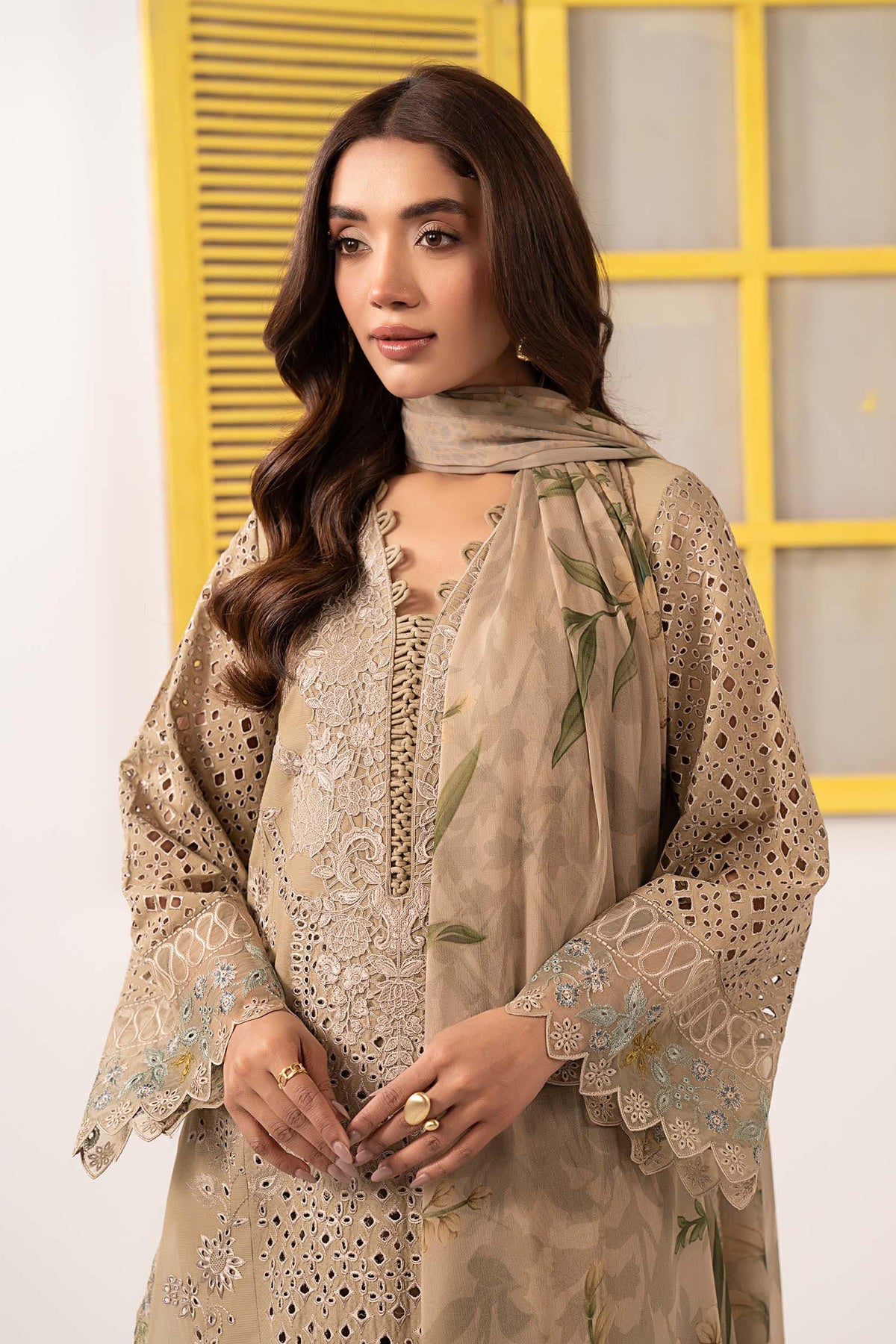 Maria B | Eid Collection 2026 | Dw-Ef26-34 Coffee - Luxury Dress - available at Maria Faisal in UK and USA.