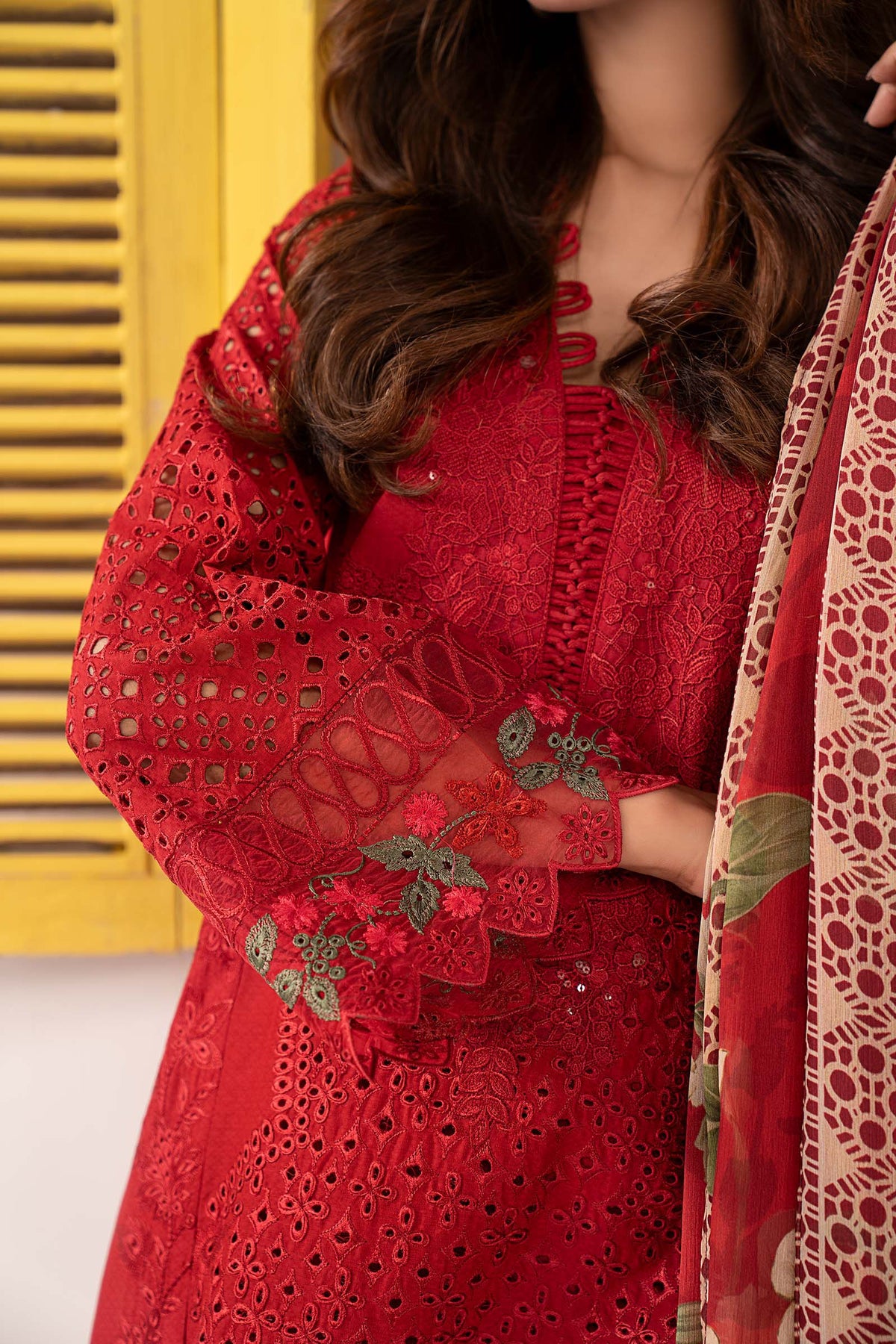 Maria B | Eid Collection 2026 | Dw-Ef26-34 Red - Luxury Dress - available at Maria Faisal in UK and USA.