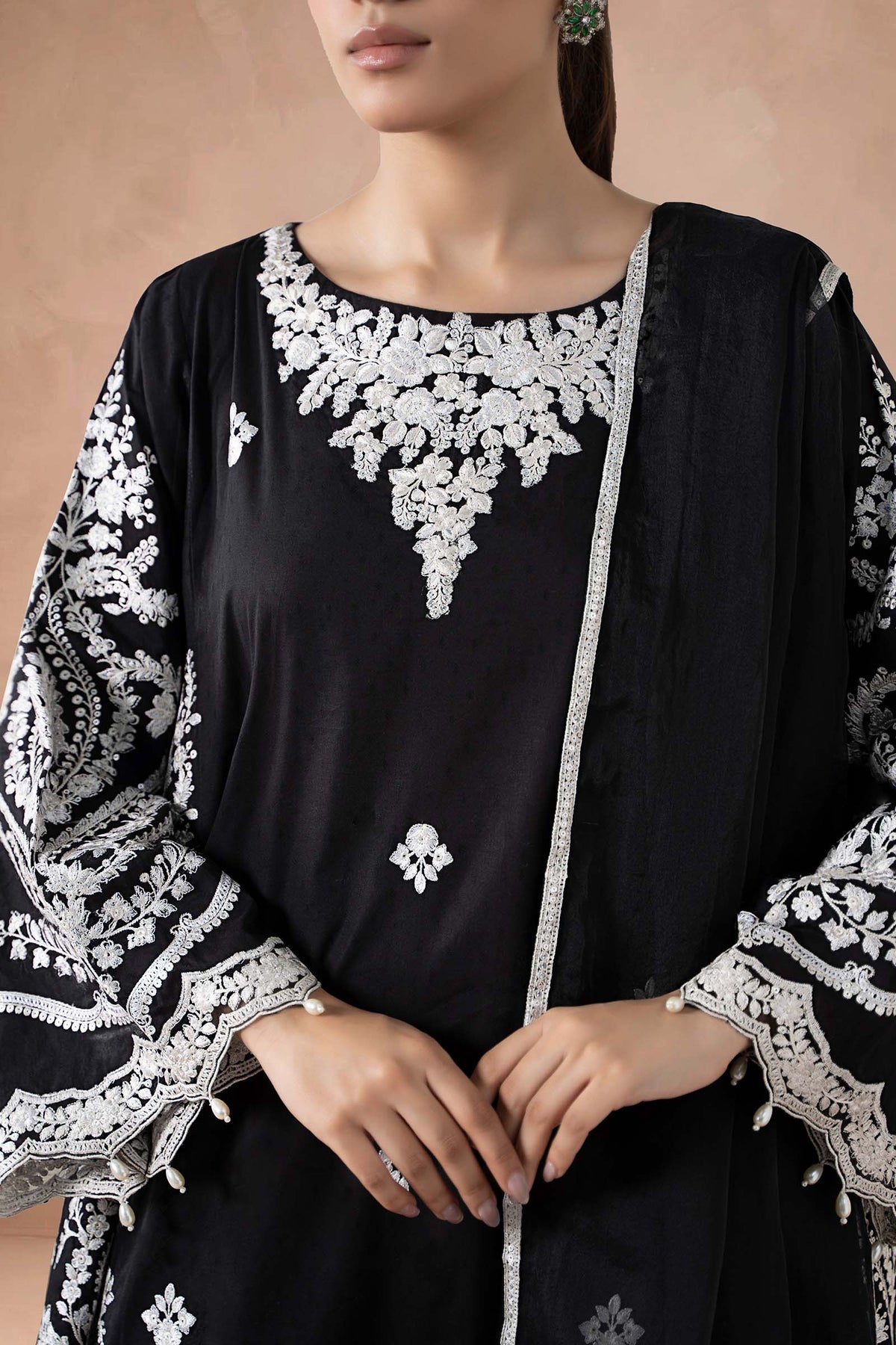 Maria B | Luxury Winter Pret 25 | DW-MN24-04R1-Black - Ladies Clothes - Maria Faisal