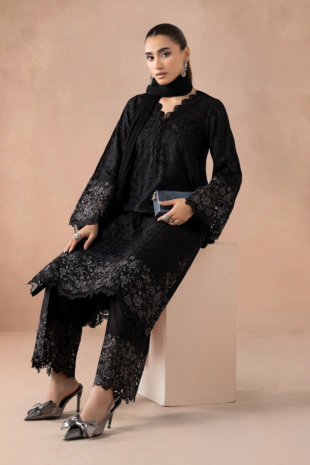 Maria B | Pre Fall Dresses | 3 Piece Embroidered Lawn Suit SS - Ladies Clothes - Maria Faisal