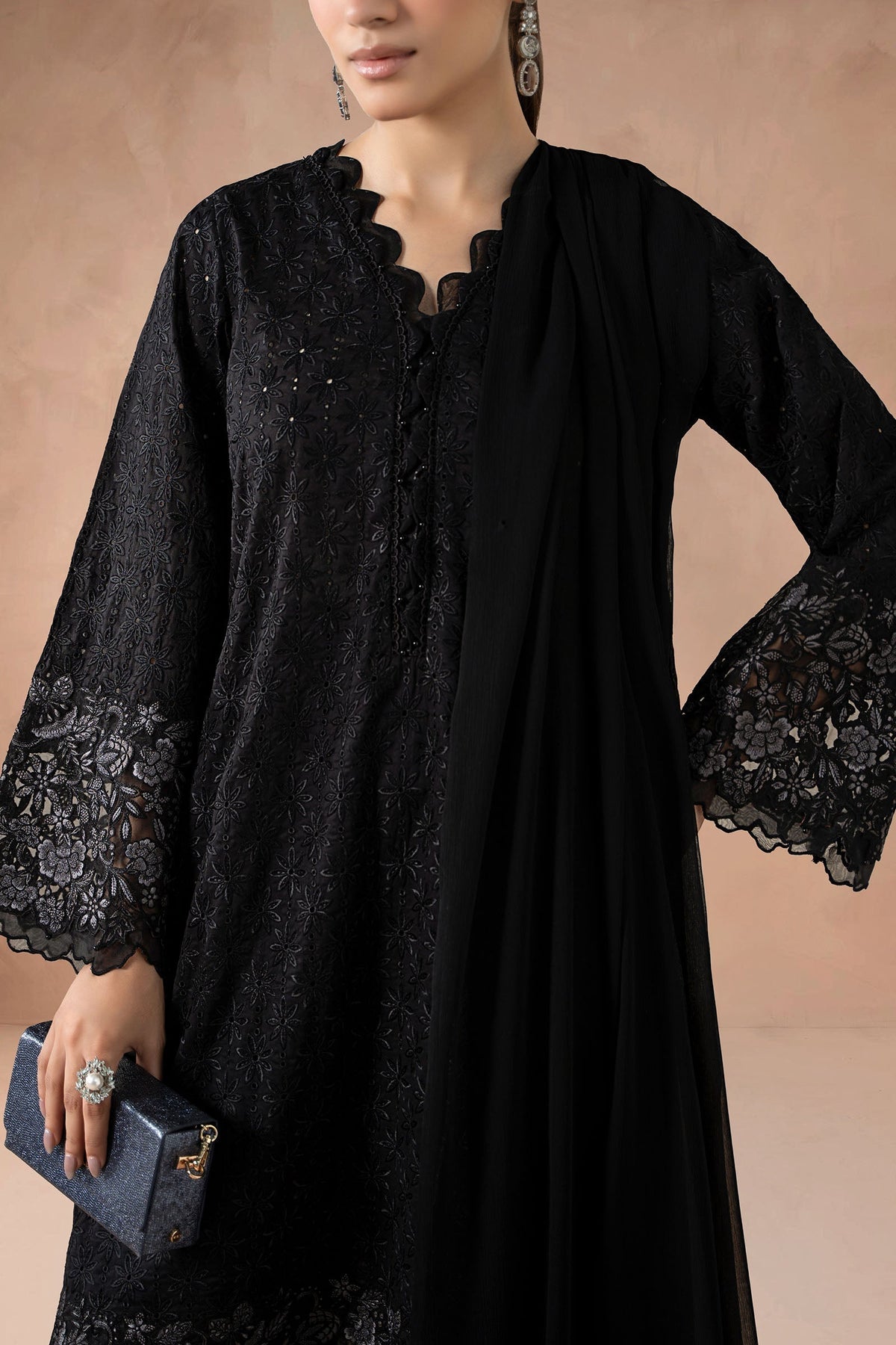Maria B | Luxury Winter Pret 25 | DW-MN25-11-Black - Ladies Clothes - Maria Faisal