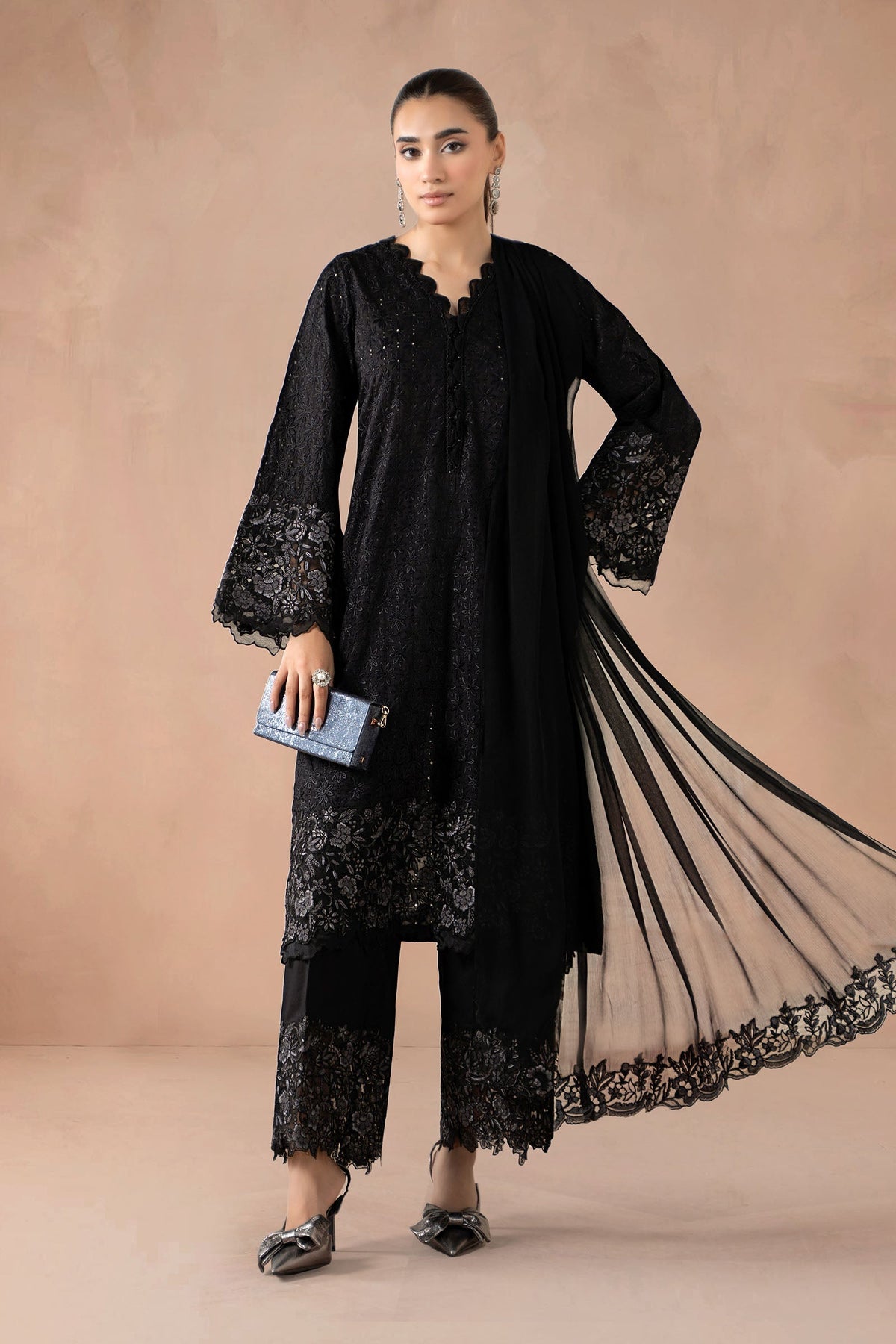 Maria B | Luxury Winter Pret 25 | DW-MN25-11-Black - Ladies Clothes - Maria Faisal
