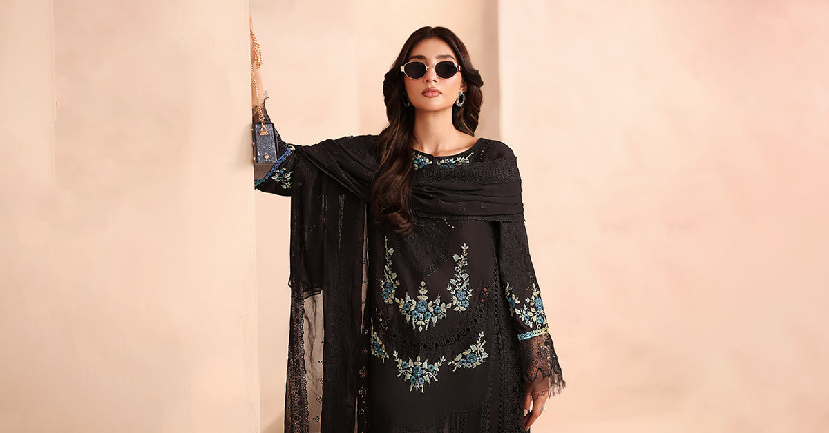 Maria B | Luxury Winter Pret 25 | DW-MN25-08-Black - Ladies Clothes - Maria Faisal
