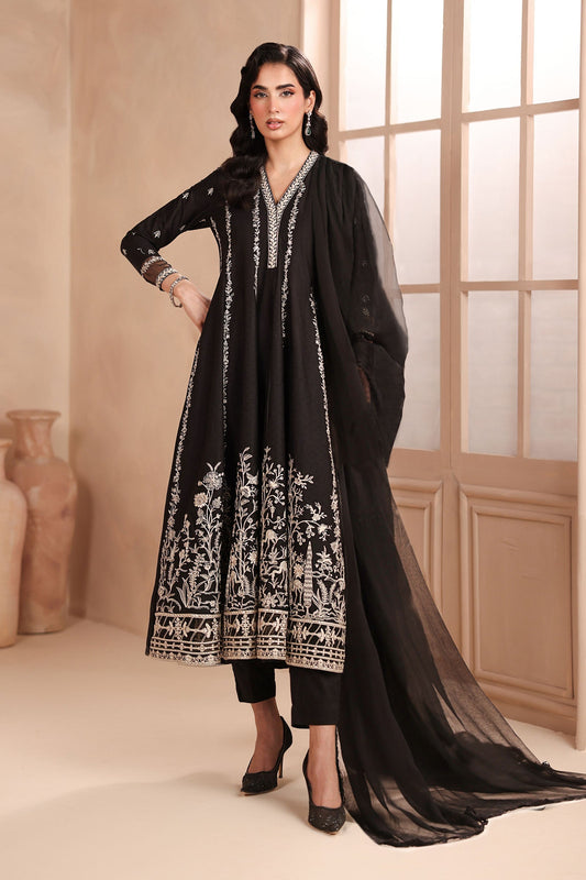 Maria B | Pre Fall Dresses | 3 Piece Embroidered Dobby Suit Black1 - Ladies Clothes - Maria Faisal