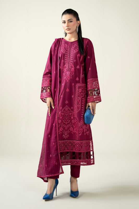 Maria B | Luxury Winter Pret 25 | DW-PF25-23-Magenta - Ladies Clothes - Maria Faisal