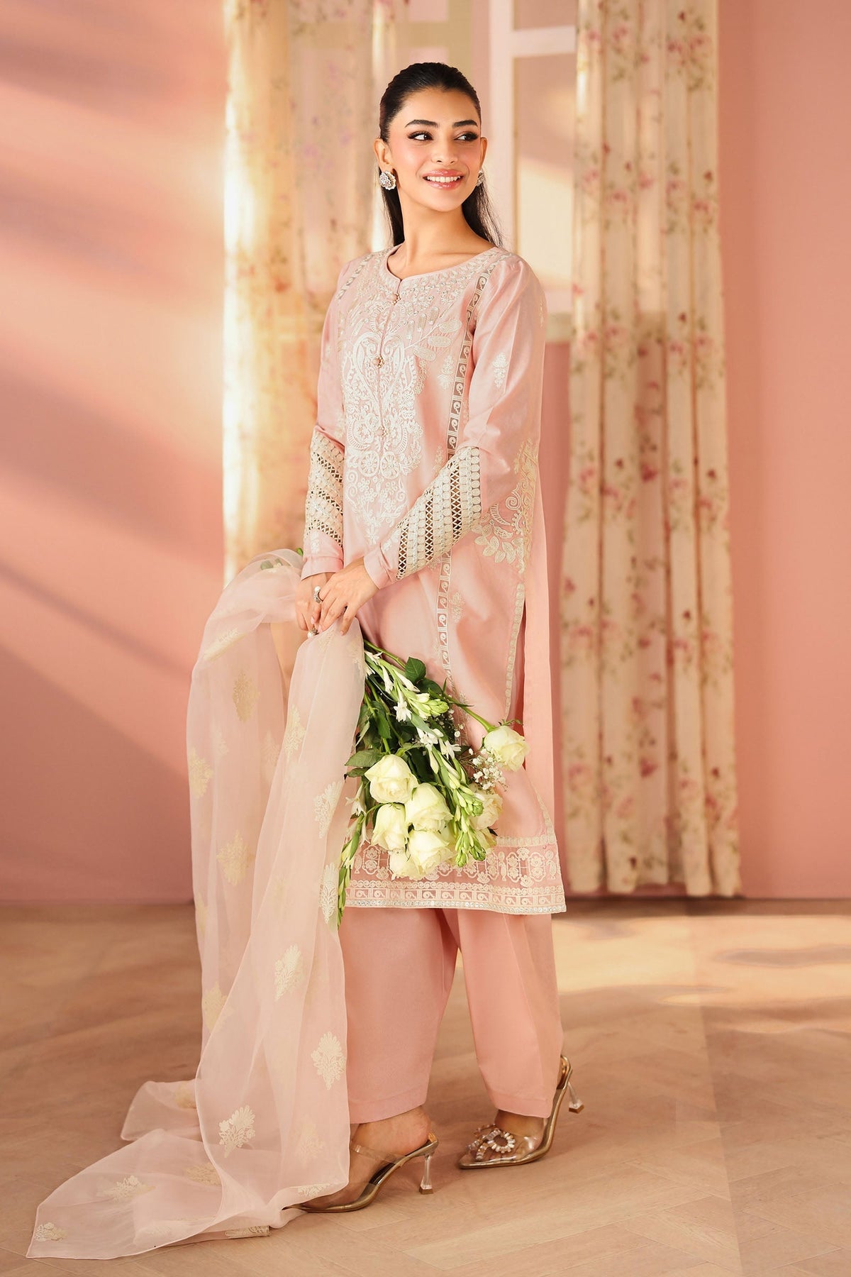 Maria B | Luxury Winter Pret 25 | DW-PF25-34-Pink - Ladies Clothes - Maria Faisal