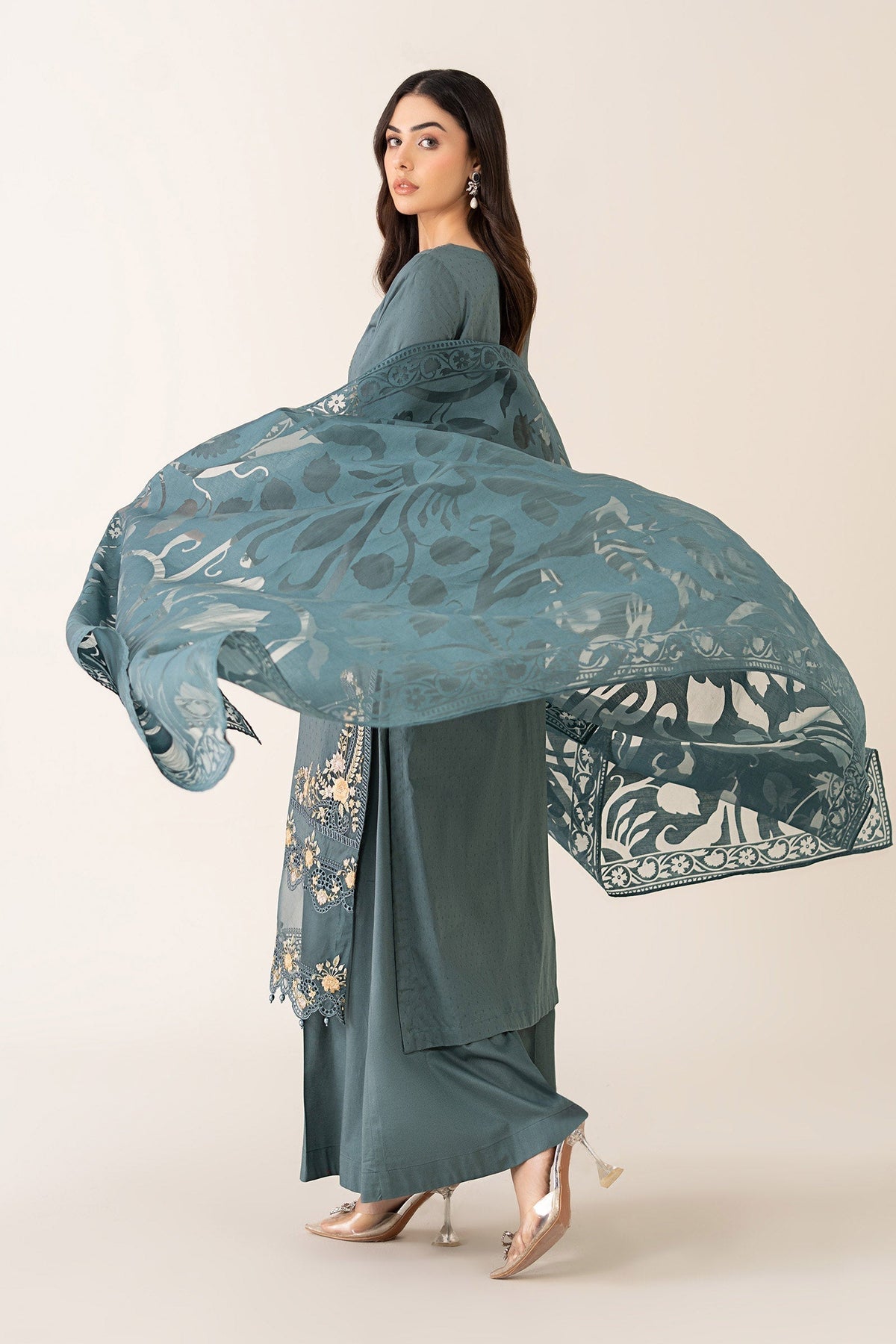Maria B | Luxury Winter Pret 25 | DW-PF25-03-Tea - Ladies Clothes - Maria Faisal