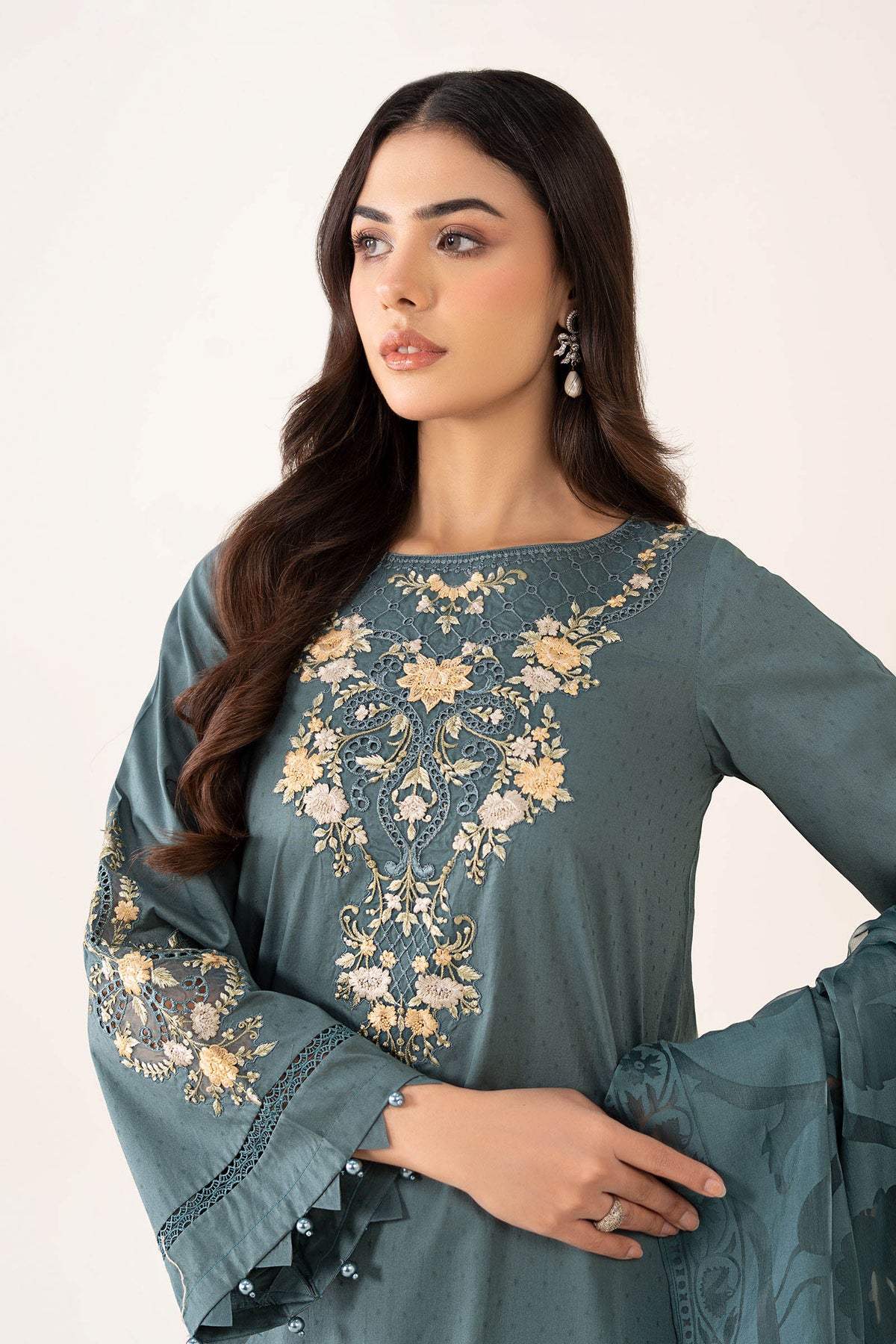Maria B | Luxury Winter Pret 25 | DW-PF25-03-Tea - Ladies Clothes - Maria Faisal
