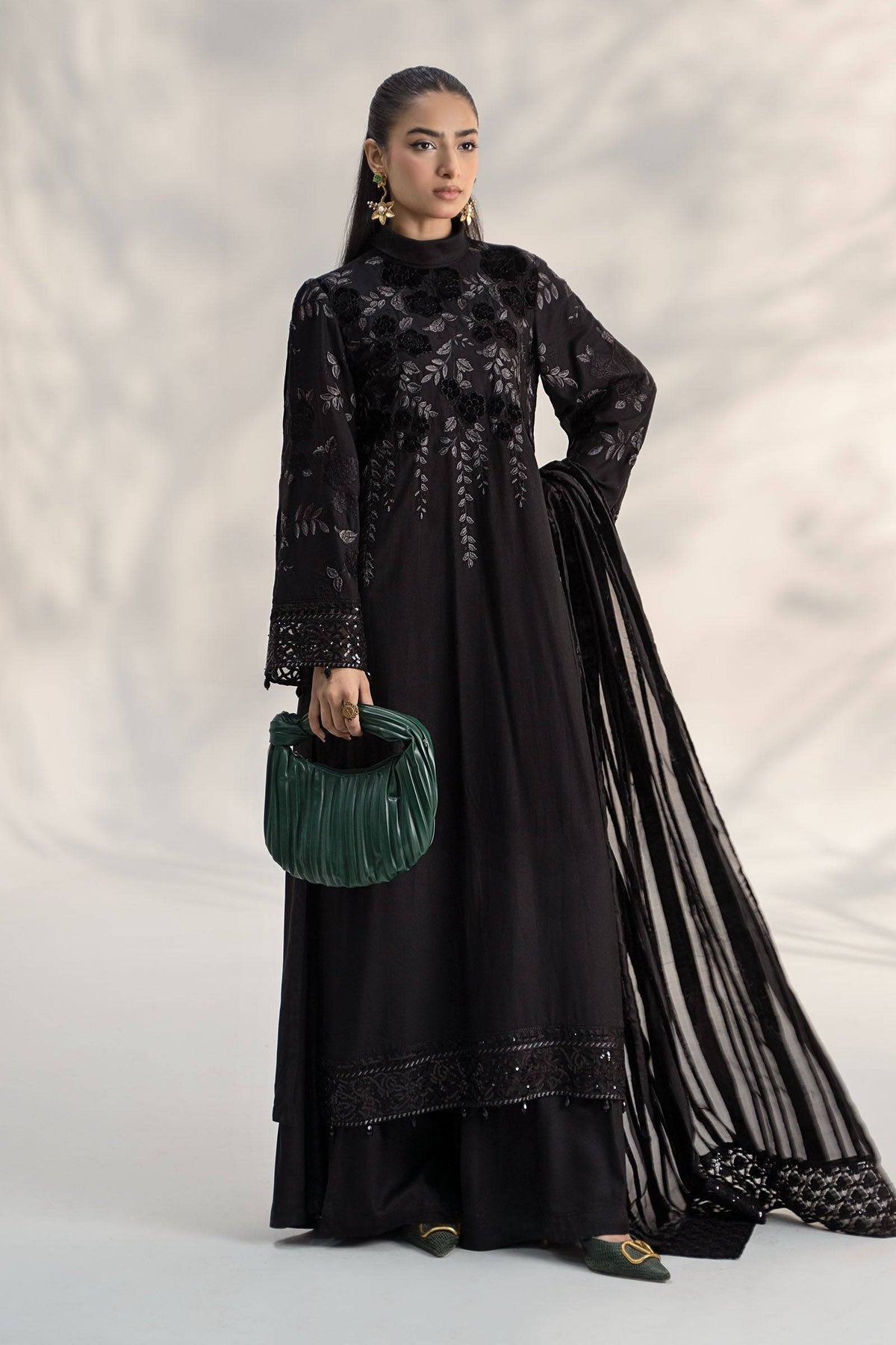 Maira B | Ready to Wear | DW-W24-103 Black by Maria Faisal - Registered Vendor of : Maria B - type : Wedding Dress - 100% original wedding dresses