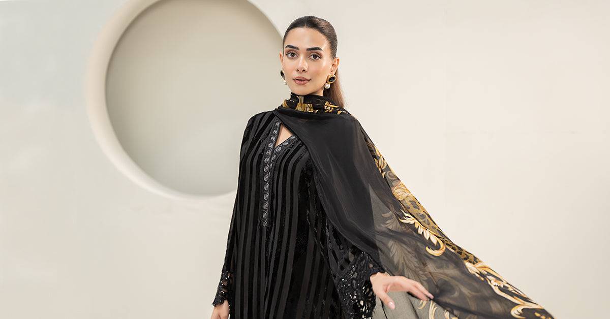 Maira B | Ready to Wear | DW-W24-173 Black by Maria Faisal - Registered Vendor of : Maria B - type : Wedding Dress - 100% original wedding dresses