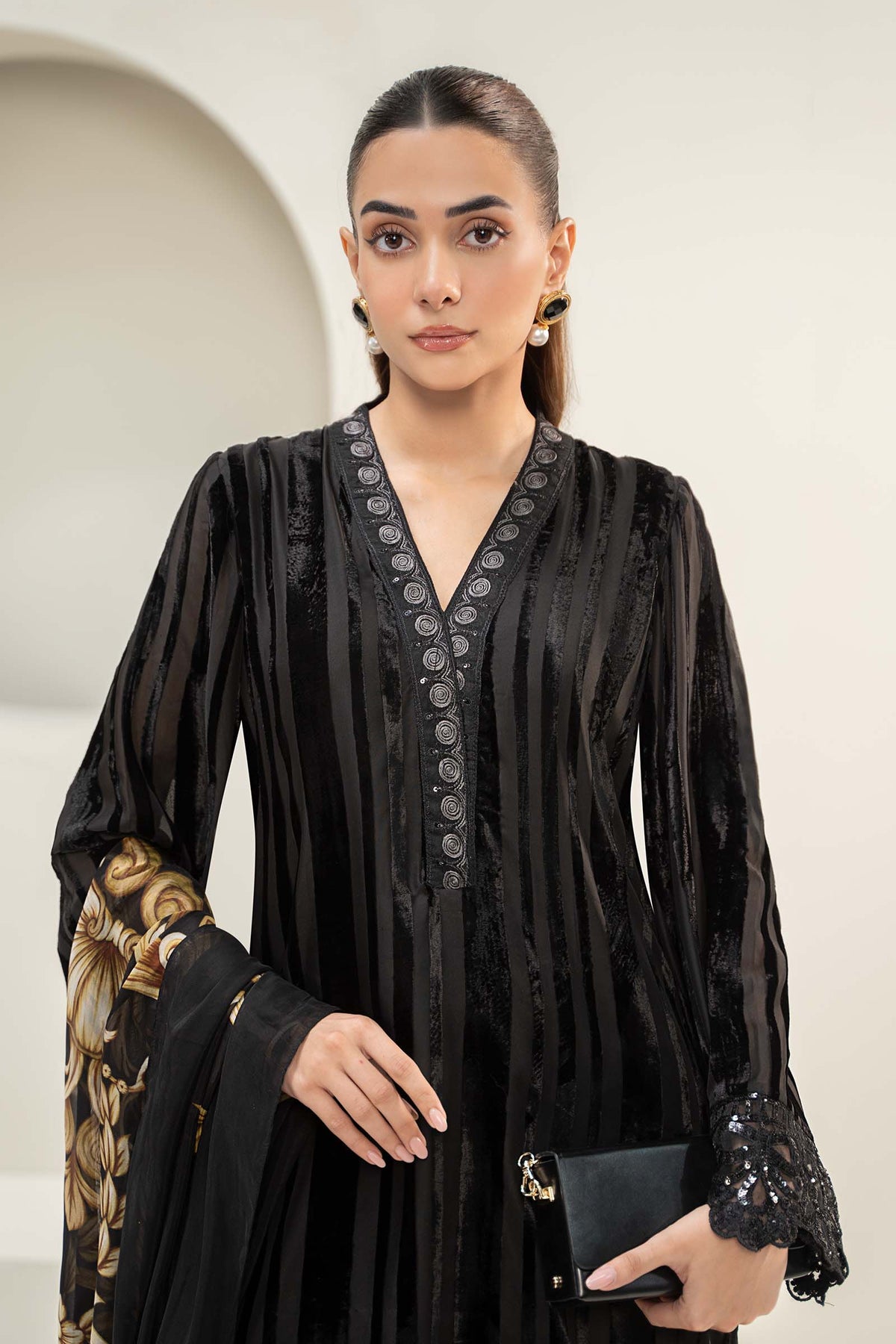 Maira B | Ready to Wear | DW-W24-173 Black by Maria Faisal - Registered Vendor of : Maria B - type : Wedding Dress - 100% original wedding dresses