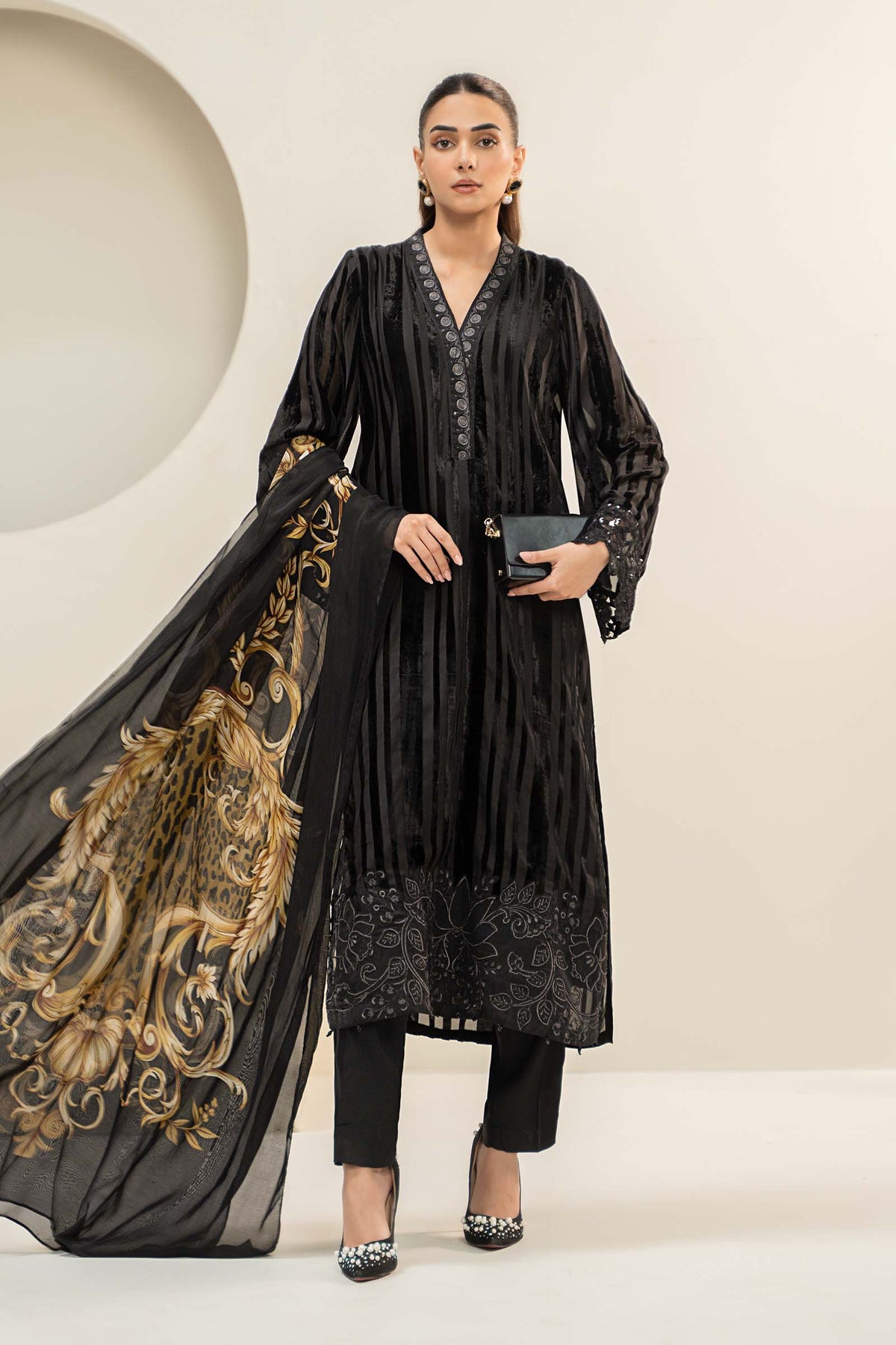 Maira B | Ready to Wear | DW-W24-173 Black by Maria Faisal - Registered Vendor of : Maria B - type : Wedding Dress - 100% original wedding dresses