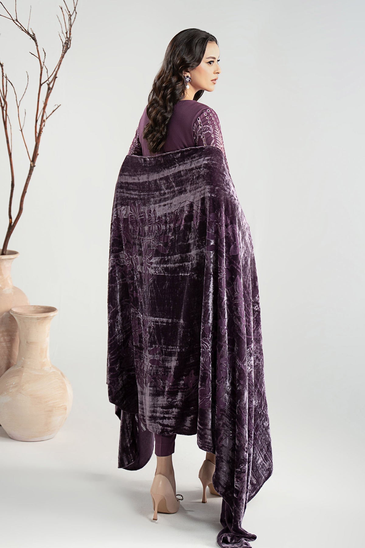 Maria B | Pre Fall Dresses | 3 Piece Embroidered Linen Suit ZD - Ladies Clothes - Maria Faisal