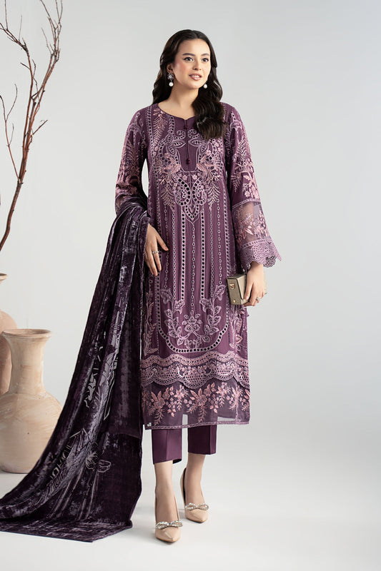 Maria B | Luxury Winter Pret 25 | DW-W25-24-Purple - Ladies Clothes - Maria Faisal