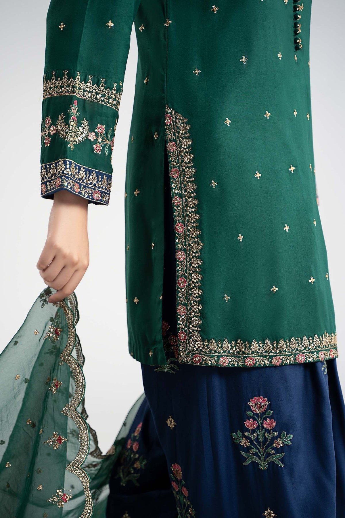 Maria B | Luxury Winter Pret 25 | DW-W25-27-Green - Ladies Clothes - Maria Faisal