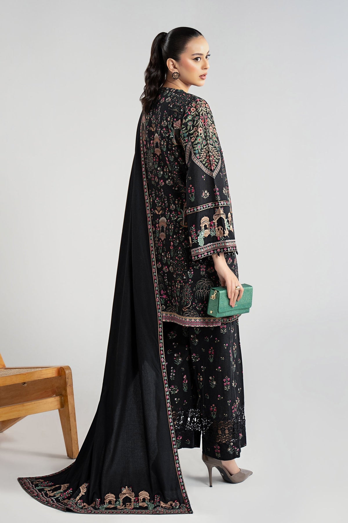 Maria B | Luxury Winter Pret 25 | DW-W25-35-Black - Ladies Clothes - Maria Faisal