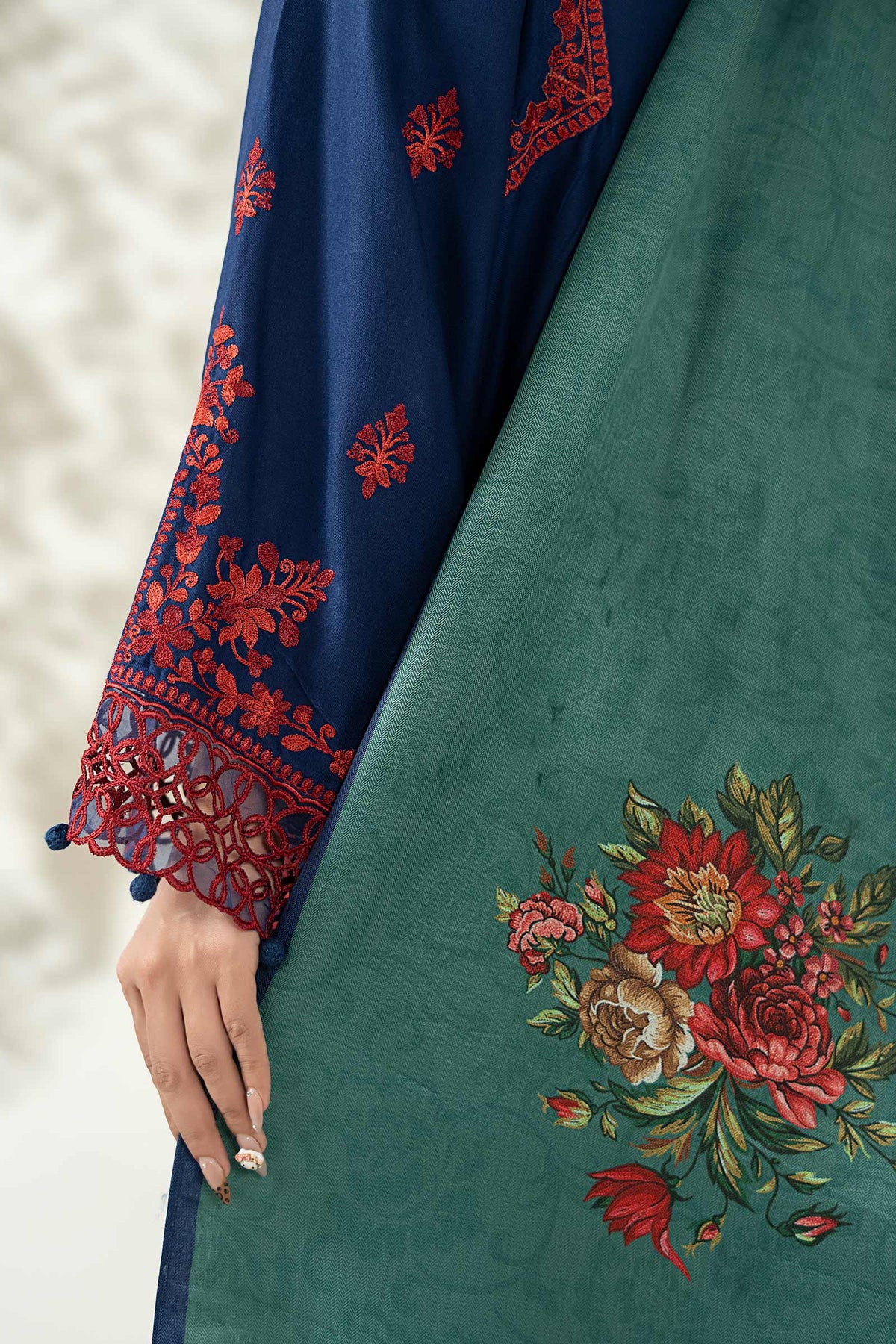 Maria B | Luxury Winter Pret 25 | DW-W25-46-Blue - Ladies Clothes - Maria Faisal