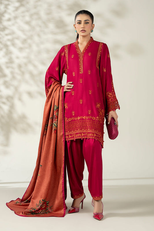 Maria B | Luxury Winter Pret 25 | DW-W25-46-Hot Pink - Ladies Clothes - Maria Faisal