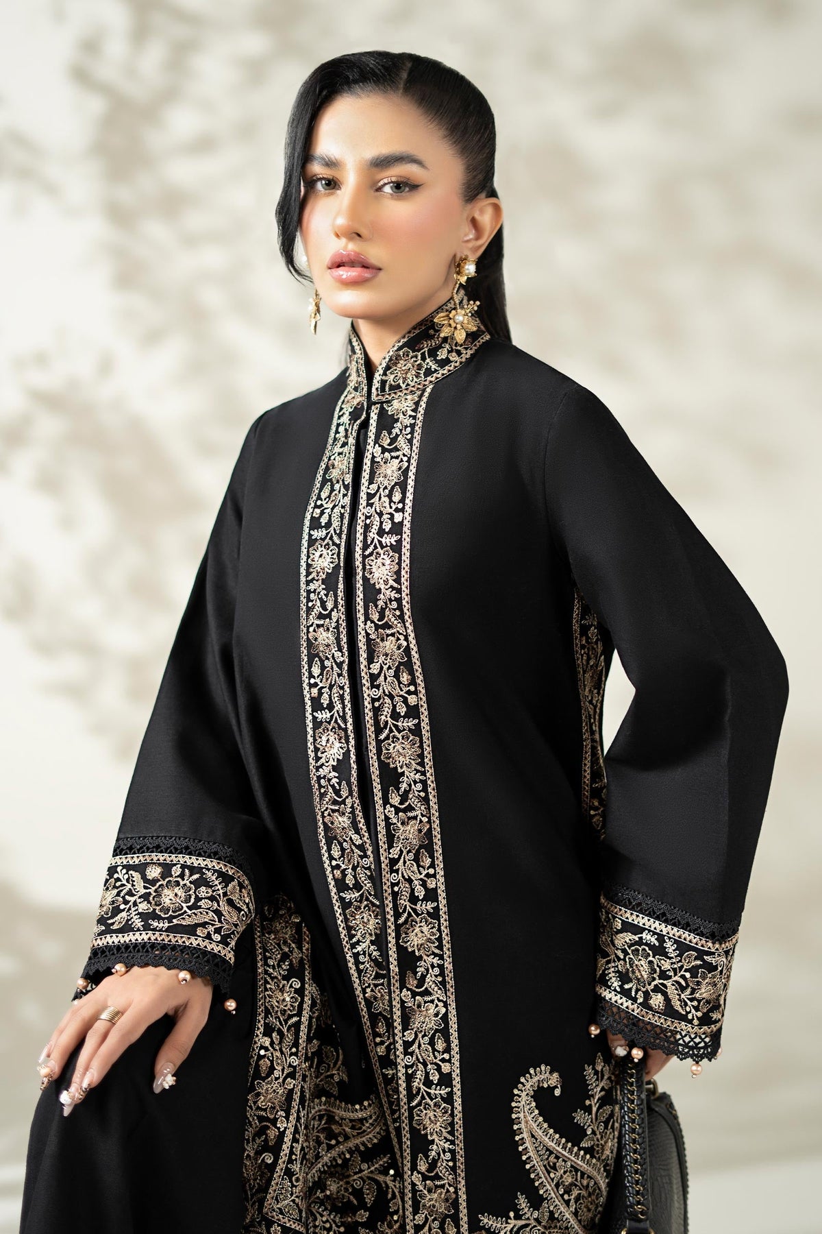 Maria B | Luxury Winter Pret 25 | DW-W25-49-Black - Ladies Clothes - Maria Faisal