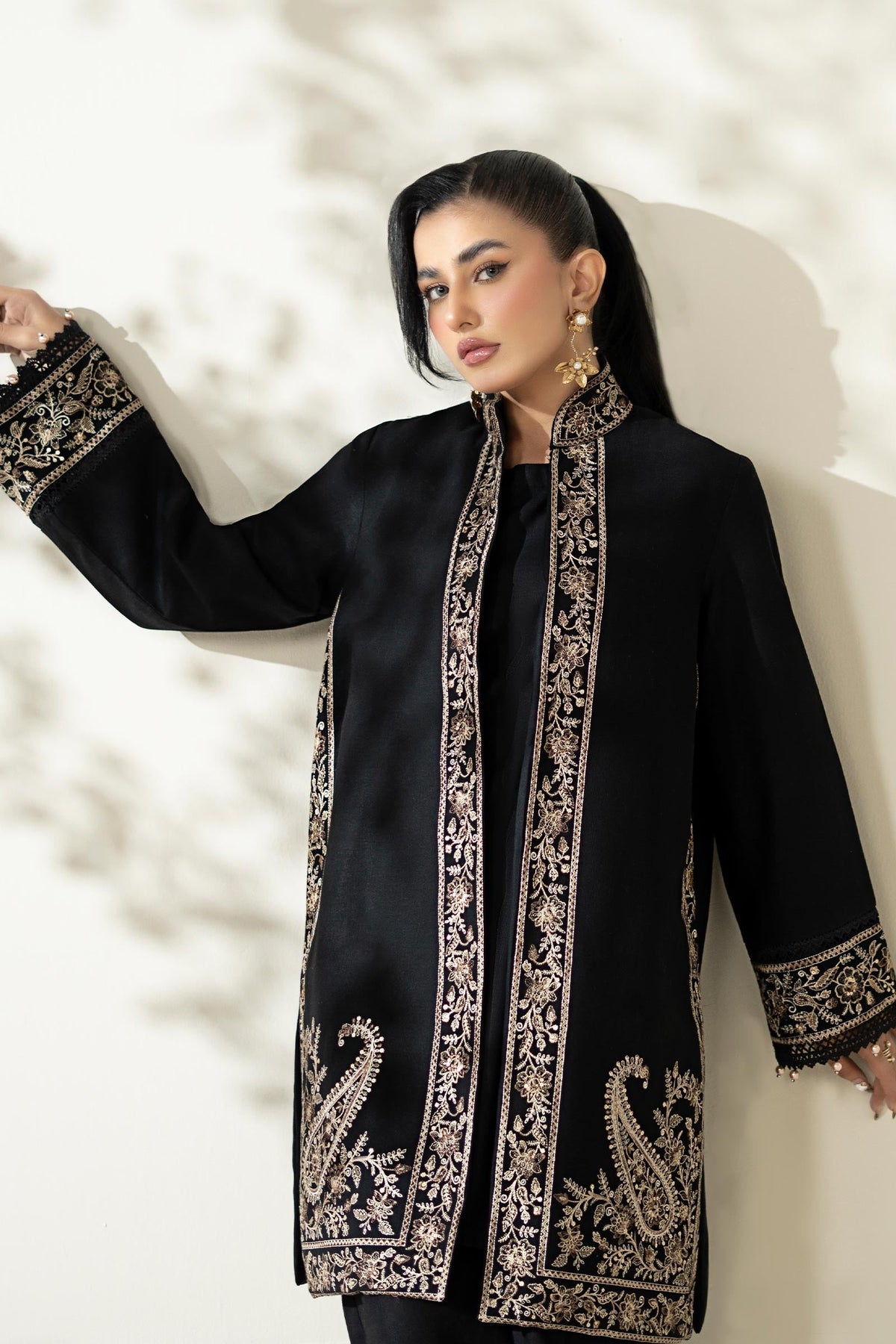Maria B | Luxury Winter Pret 25 | DW-W25-49-Black - Ladies Clothes - Maria Faisal