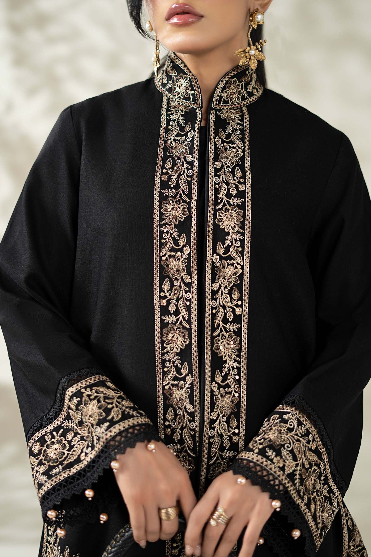 Maria B | Luxury Winter Pret 25 | DW-W25-49-Black - Ladies Clothes - Maria Faisal