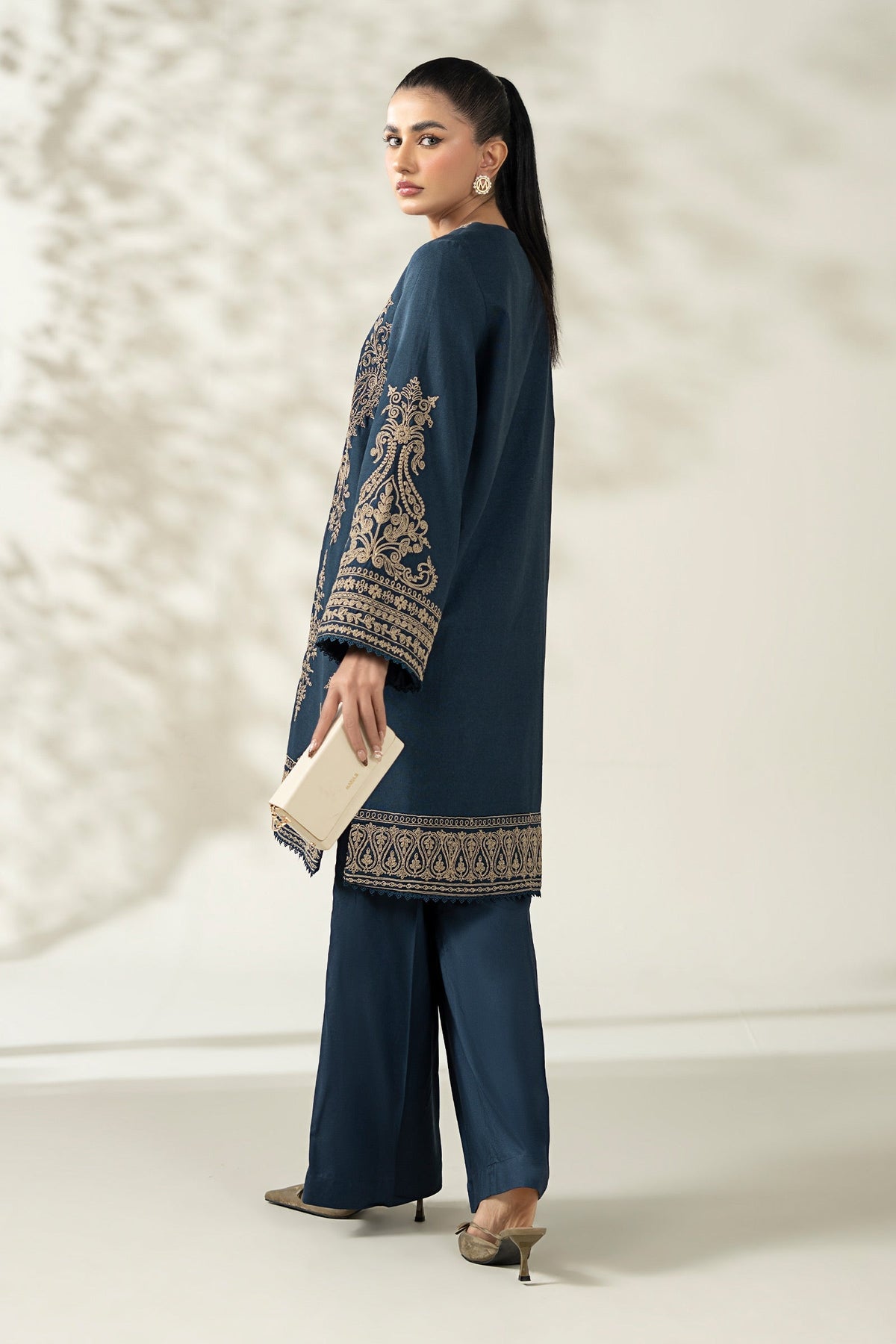Maria B | Pre Fall Dresses | 3 Piece Embroidered Khaddar Suit ZA - Ladies Clothes - Maria Faisal