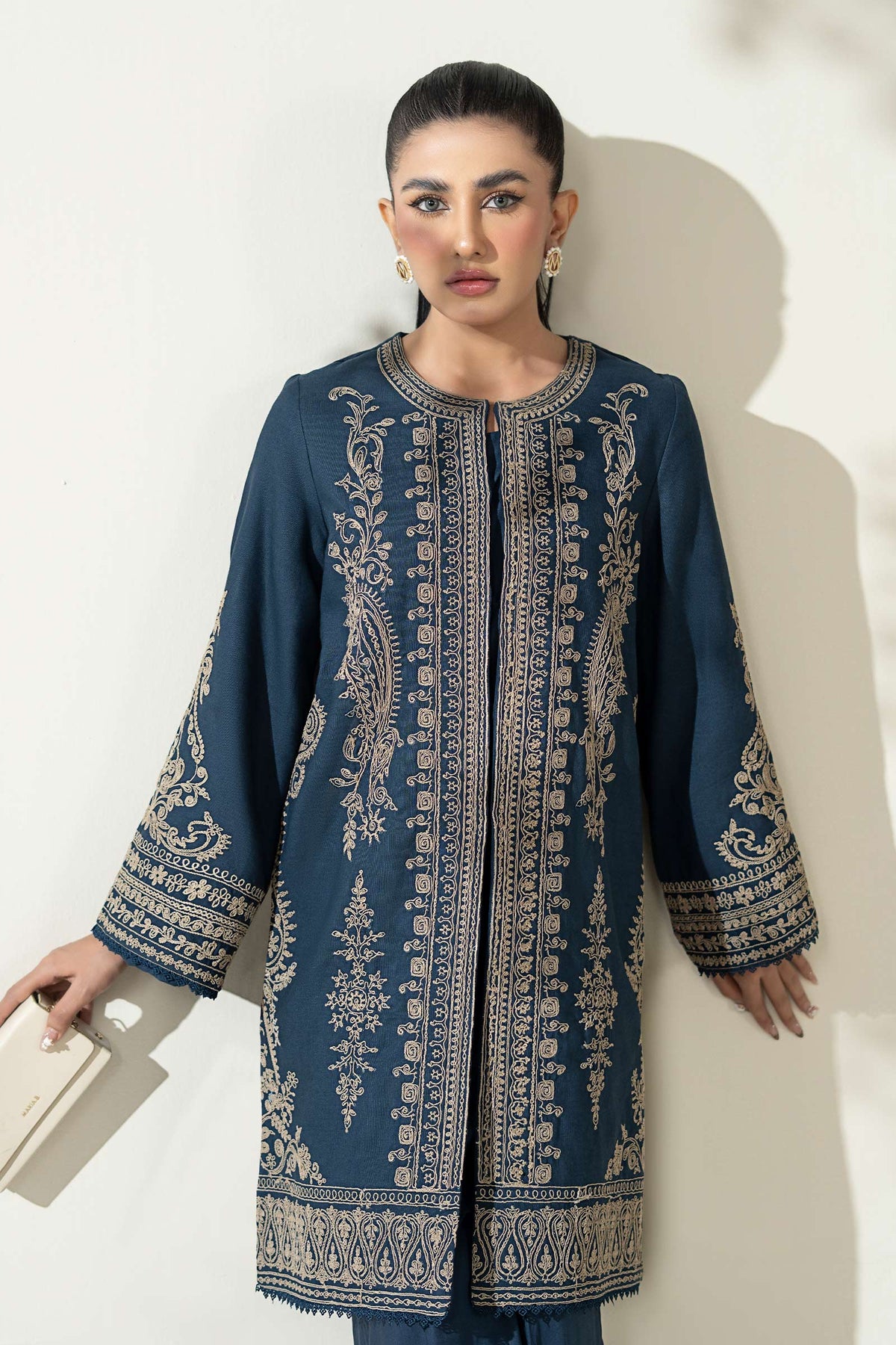 Maria B | Luxury Winter Pret 25 | DW-W25-58-Blue - Ladies Clothes - Maria Faisal