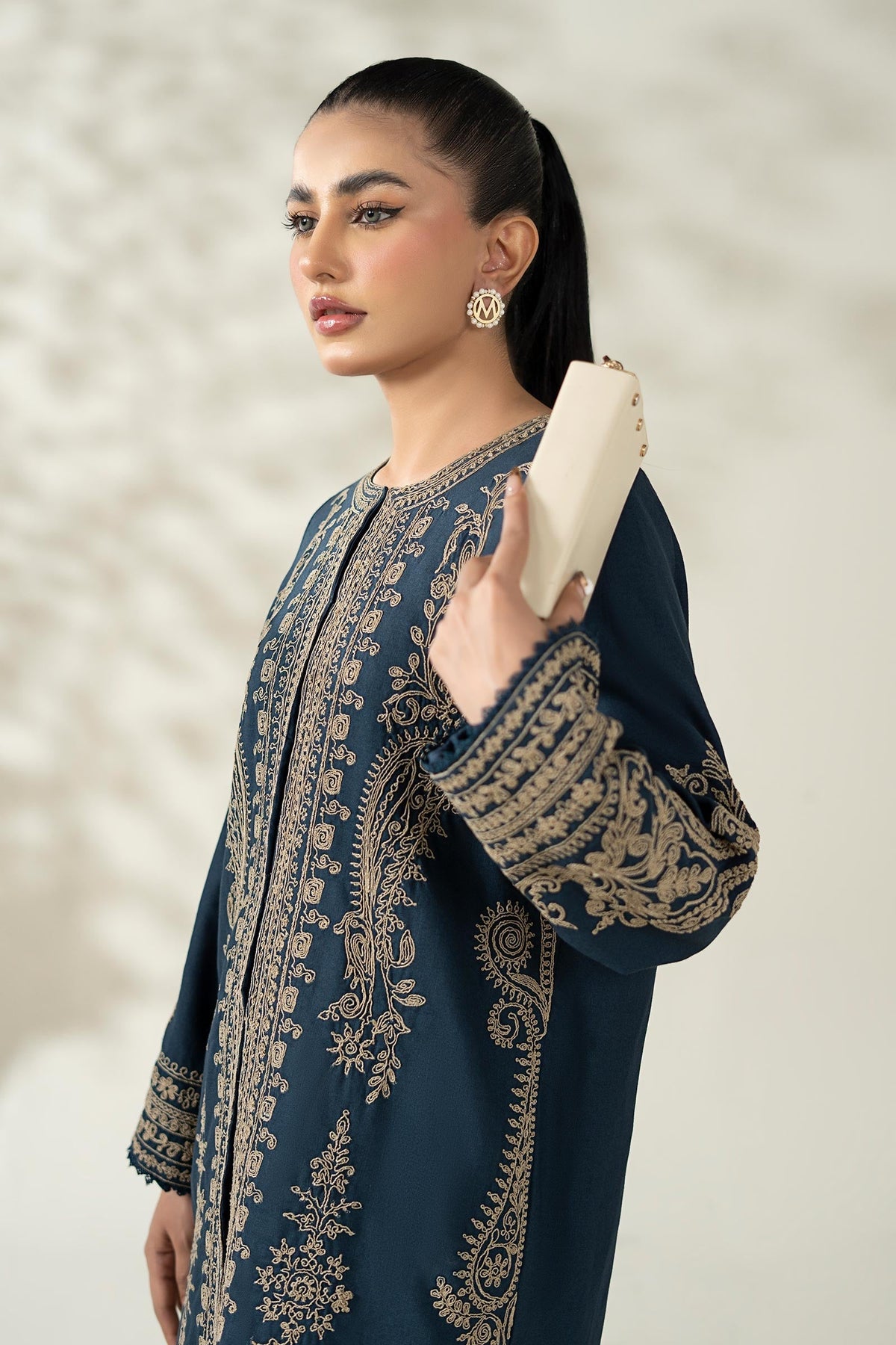 Maria B | Luxury Winter Pret 25 | DW-W25-58-Blue - Ladies Clothes - Maria Faisal