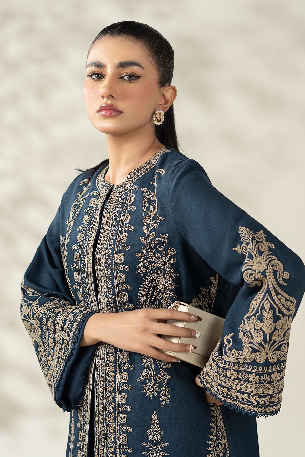 Maria B | Luxury Winter Pret 25 | DW-W25-58-Blue - Ladies Clothes - Maria Faisal
