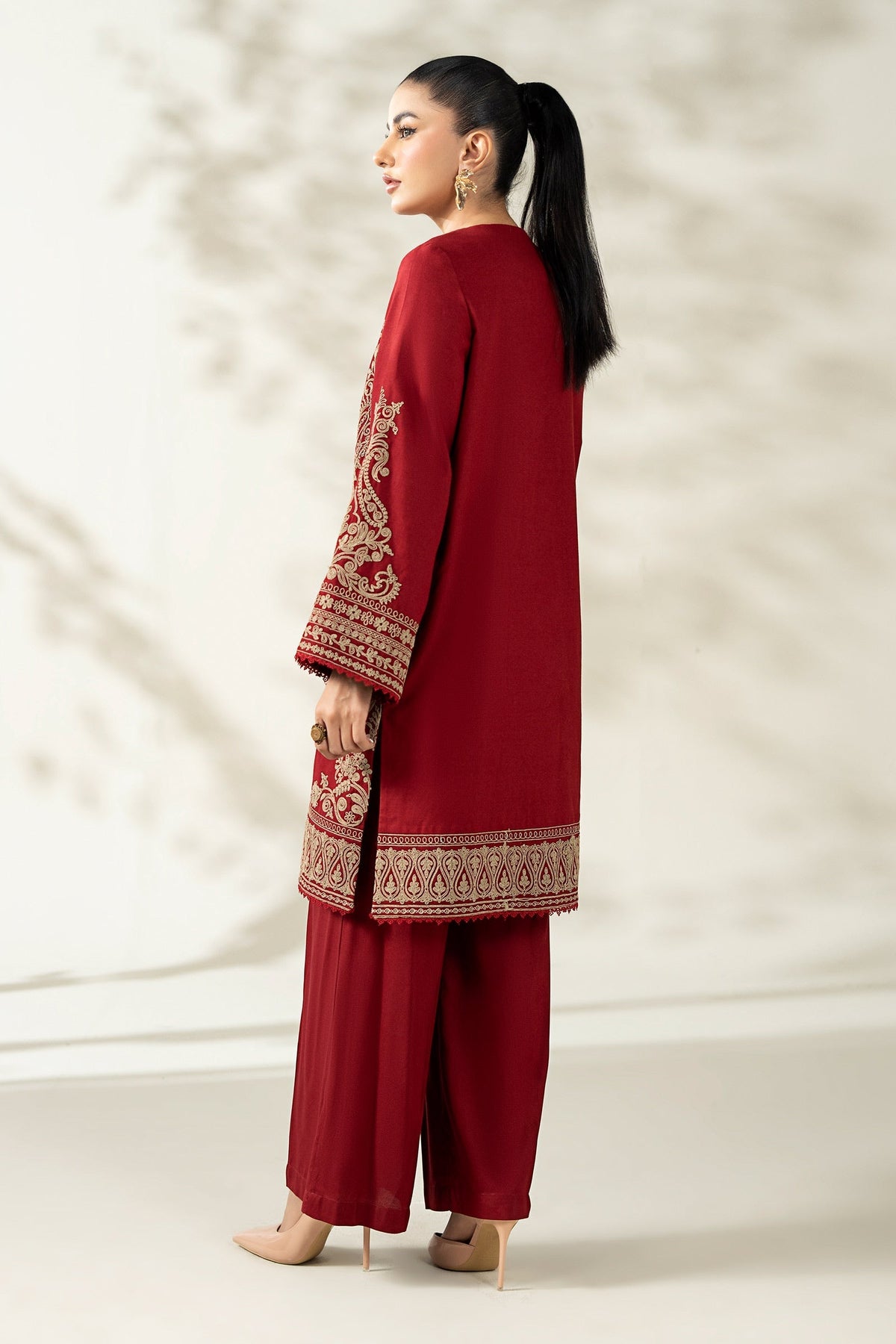 Maria B | Luxury Winter Pret 25 | DW-W25-58-Maroon - Ladies Clothes - Maria Faisal