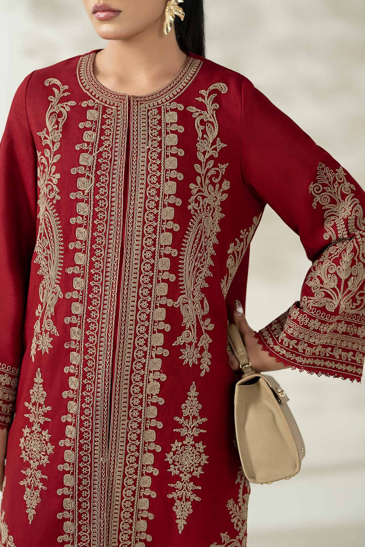 Maria B | Luxury Winter Pret 25 | DW-W25-58-Maroon - Ladies Clothes - Maria Faisal
